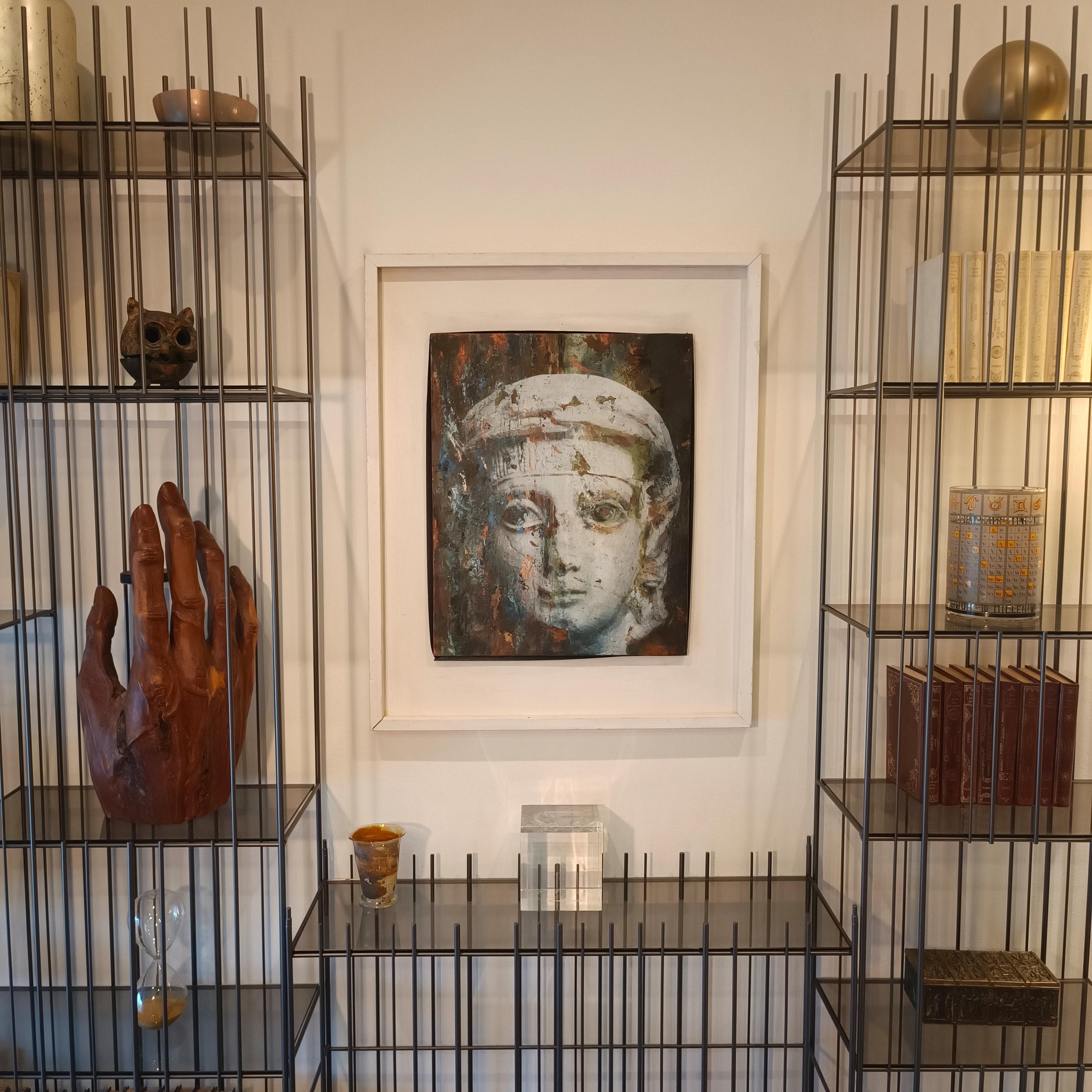 Contemporary Olio e smalto su rame “La Misteriosa” di Alessandro La Motta-Biennale Venezia For Sale