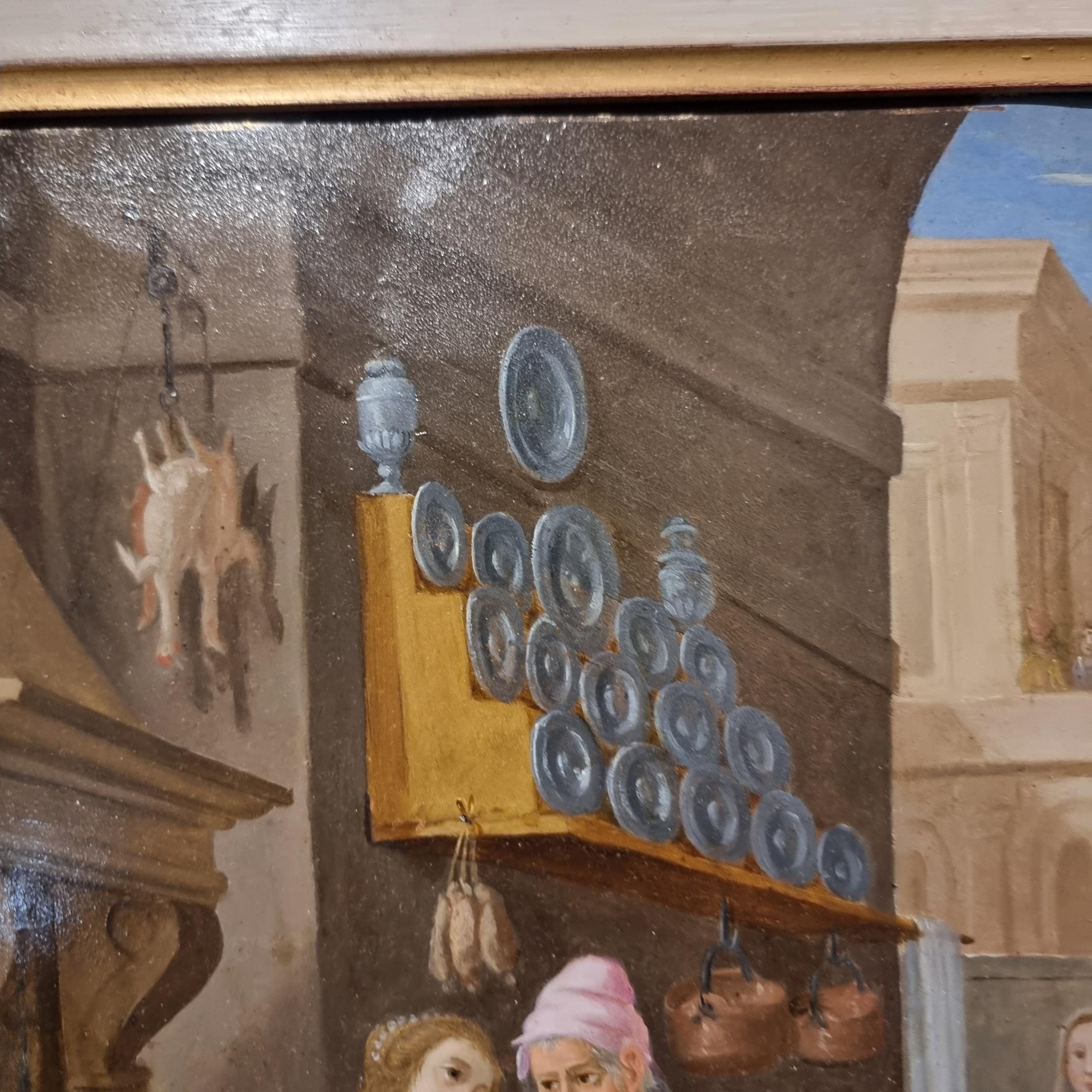 Óleo sobre cobre 800 Cristo en casa de Marta con María y Lázaro en venta 4