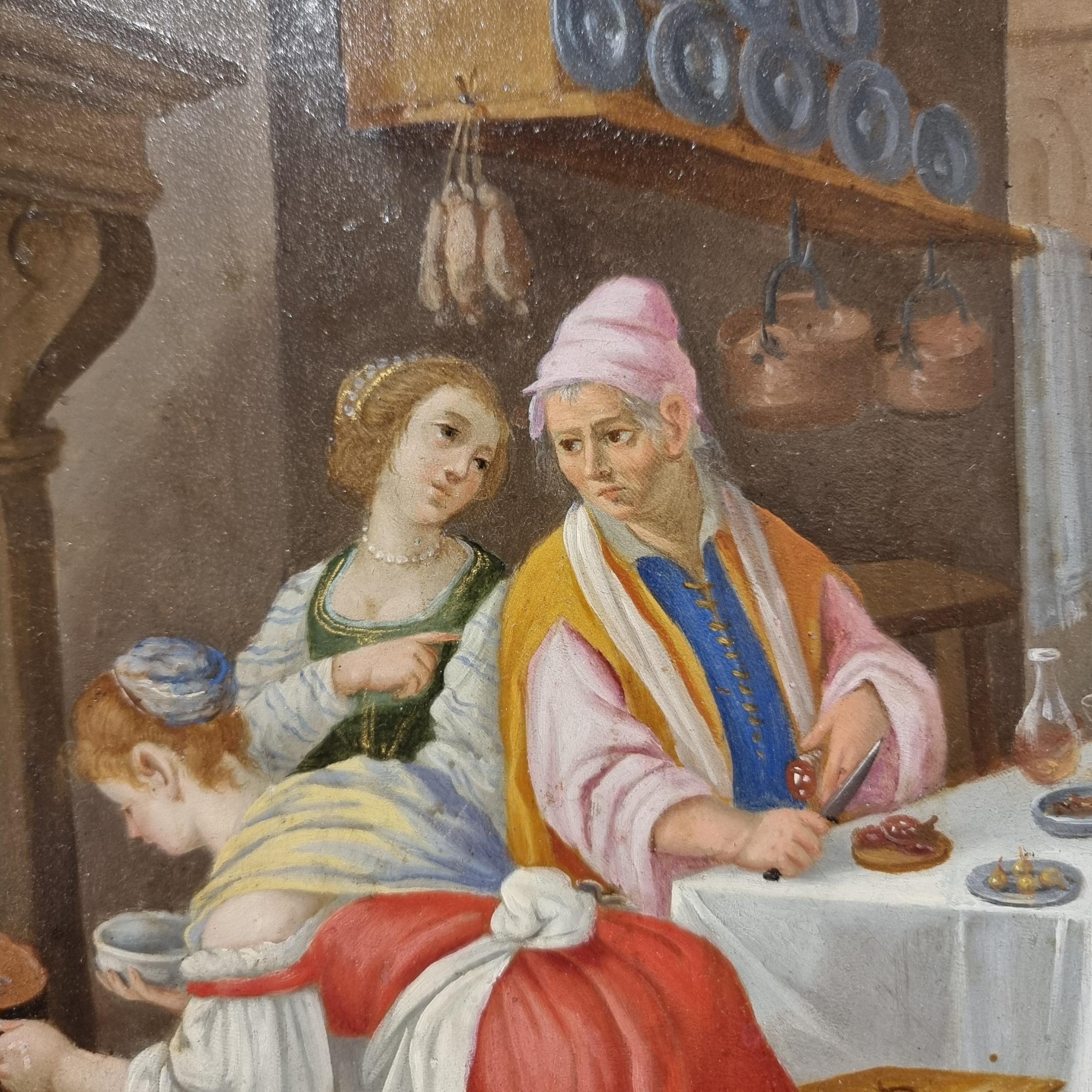 Óleo sobre cobre 800 Cristo en casa de Marta con María y Lázaro Aceitado en venta