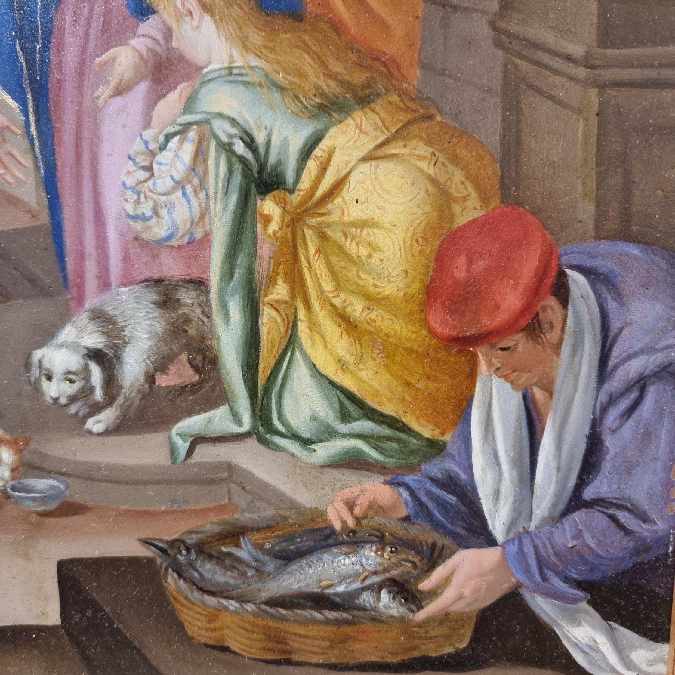 Óleo sobre cobre 800 Cristo en casa de Marta con María y Lázaro Cobre en venta