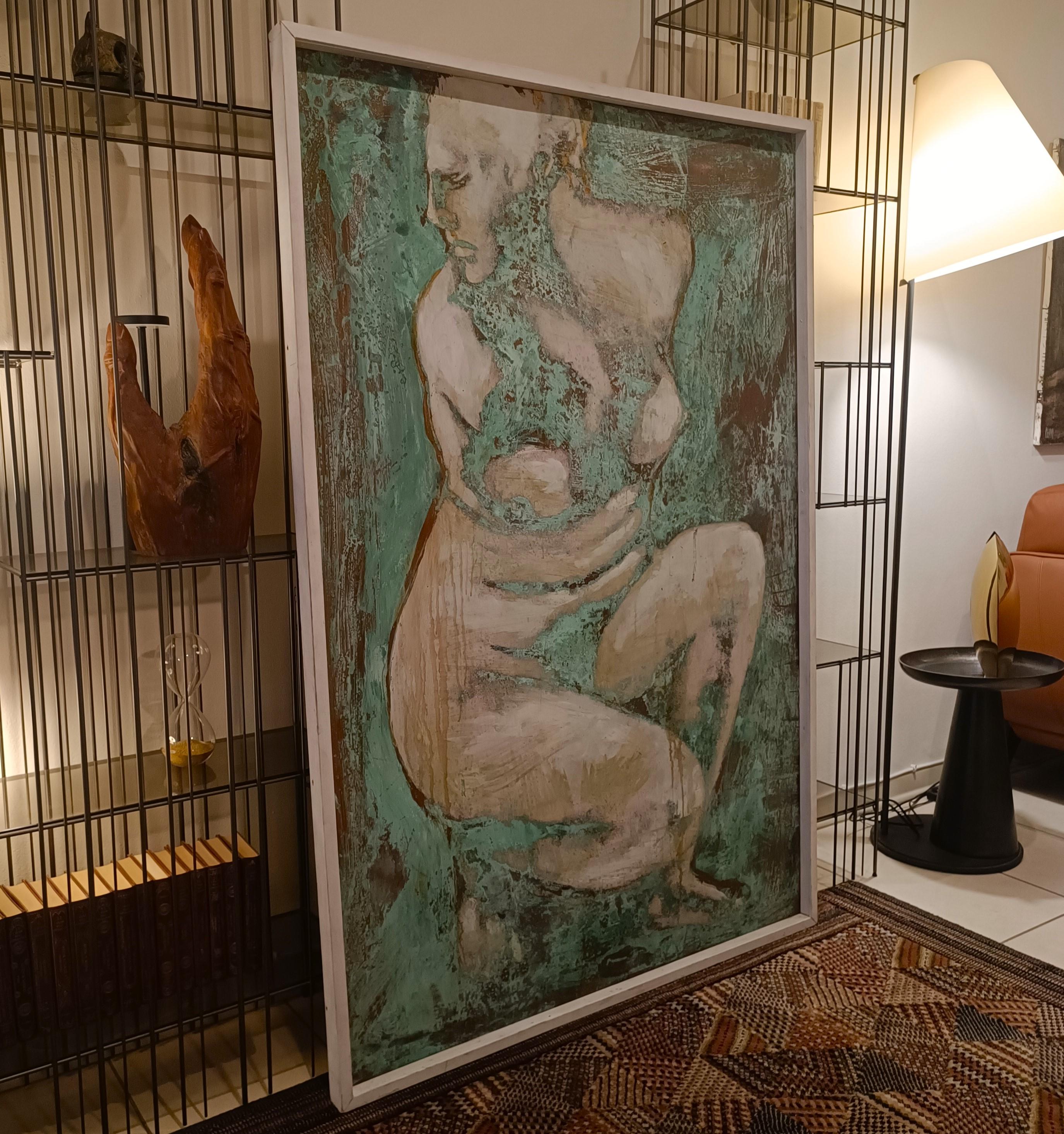 Olio su rame ossidato Venere al bagno opera di Alessandro La Motta im Angebot 2
