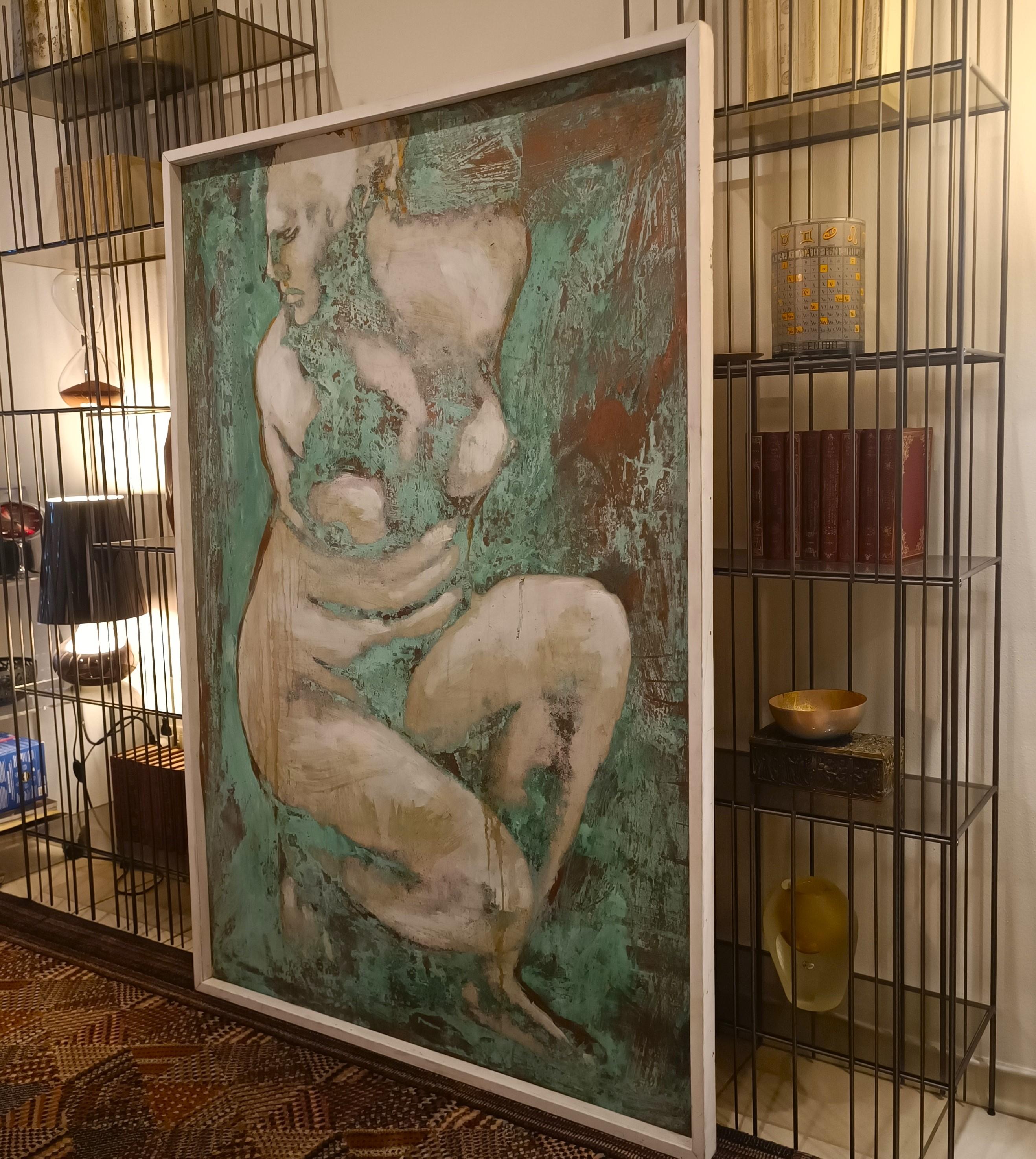 Olio su rame ossidato Venere al bagno opera di Alessandro La Motta im Angebot 3