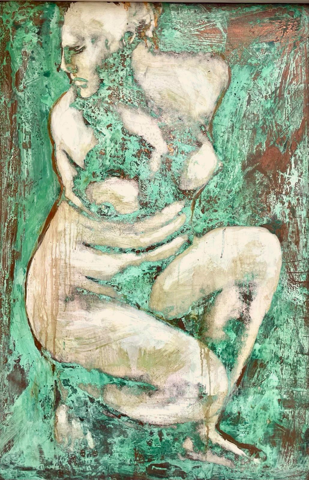 Olio su rame ossidato Venere al bagno opera di Alessandro La Motta im Angebot 5