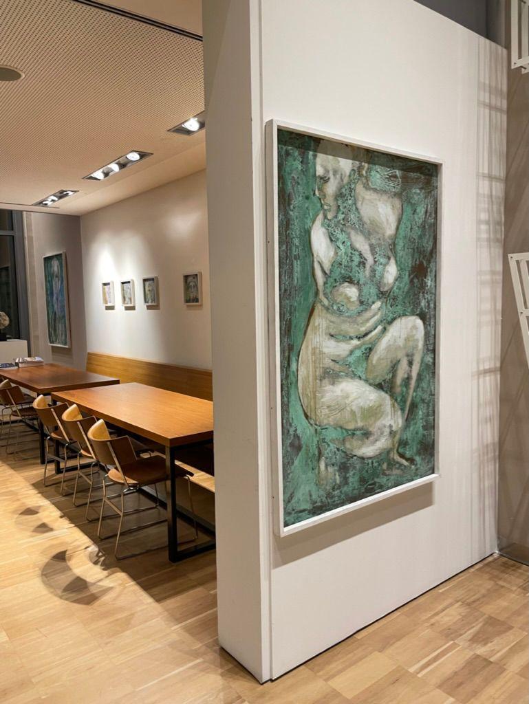 Olio su rame ossidato Venere al bagno opera di Alessandro La Motta im Angebot 6