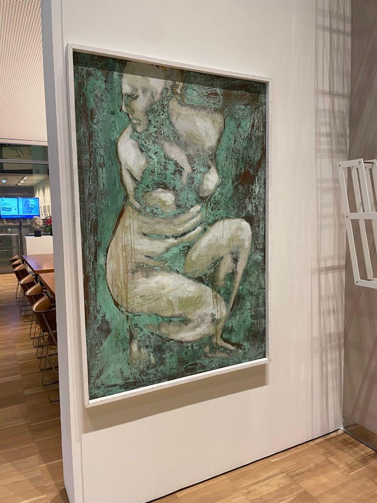 Olio su rame ossidato Venere al bagno opera di Alessandro La Motta im Angebot 7