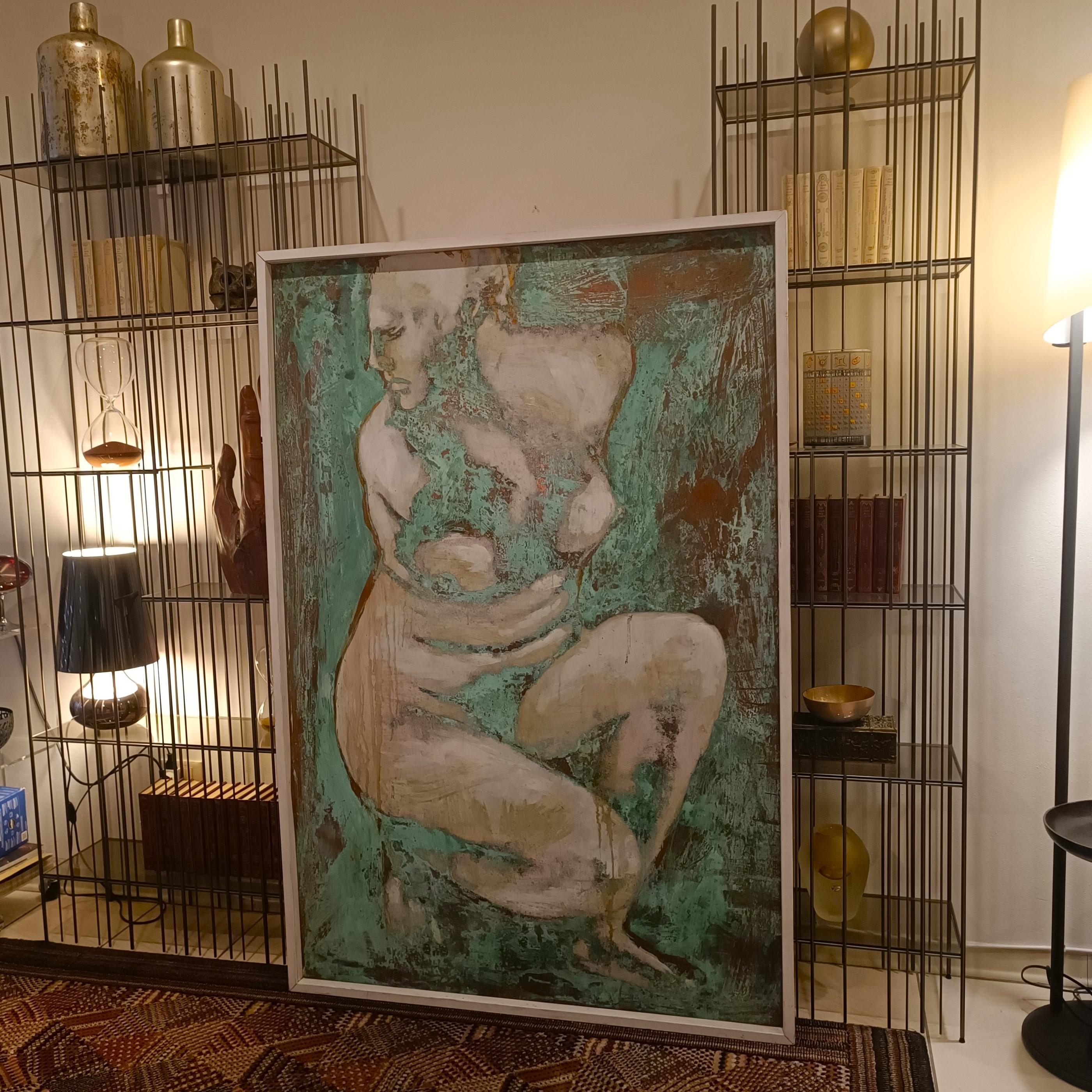Olio su rame ossidato Venere al bagno opera di Alessandro La Motta (Moderne) im Angebot
