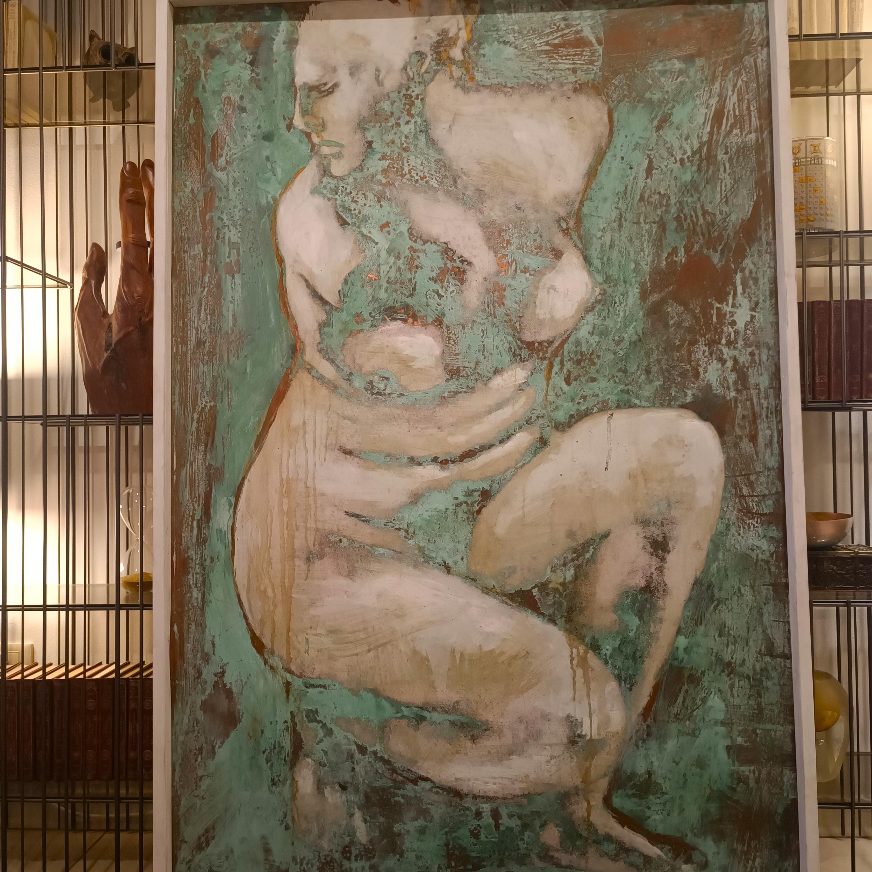 Olio su rame ossidato Venere al bagno opera di Alessandro La Motta (Italian) im Angebot