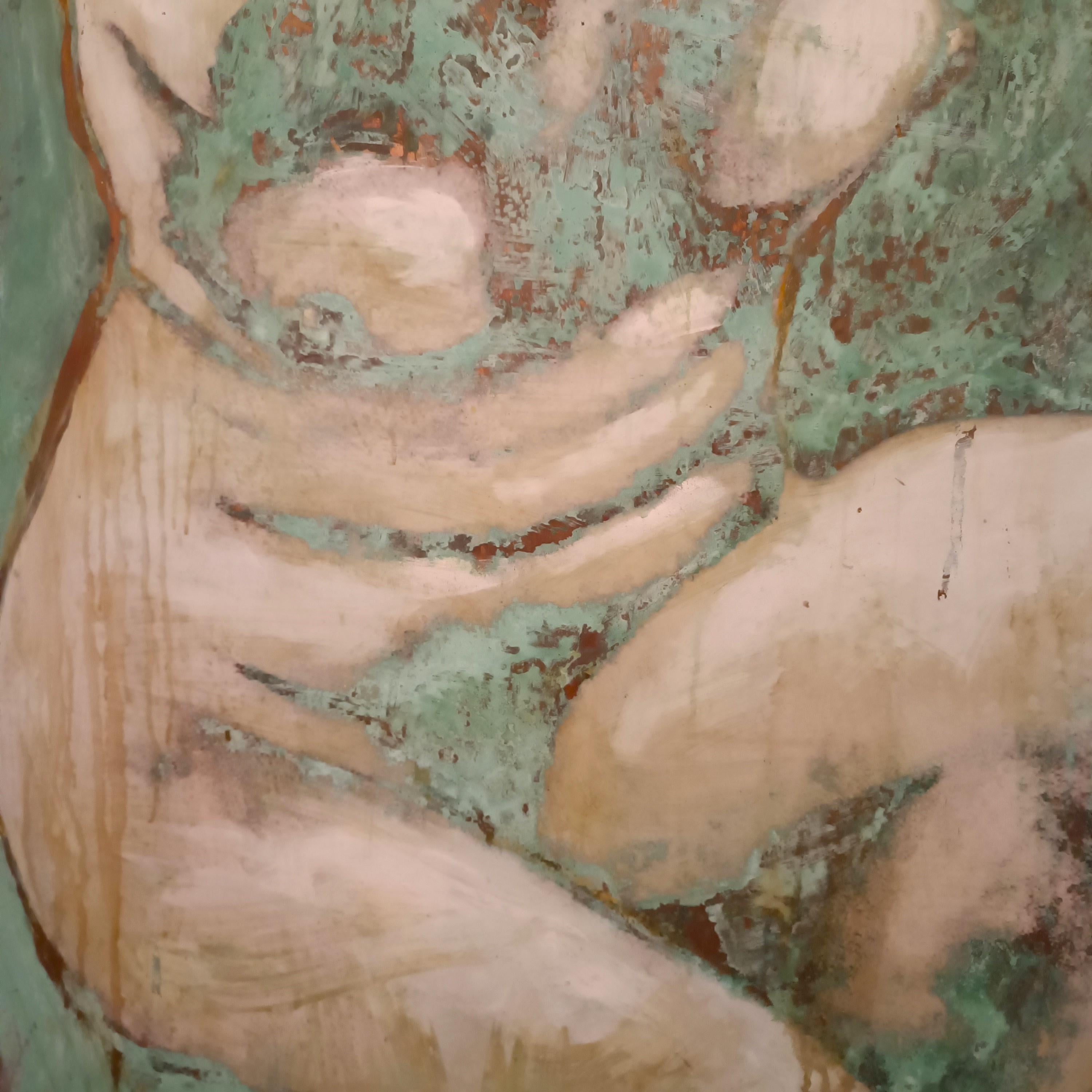 Olio su rame ossidato Venere al bagno opera di Alessandro La Motta (Kupfer) im Angebot