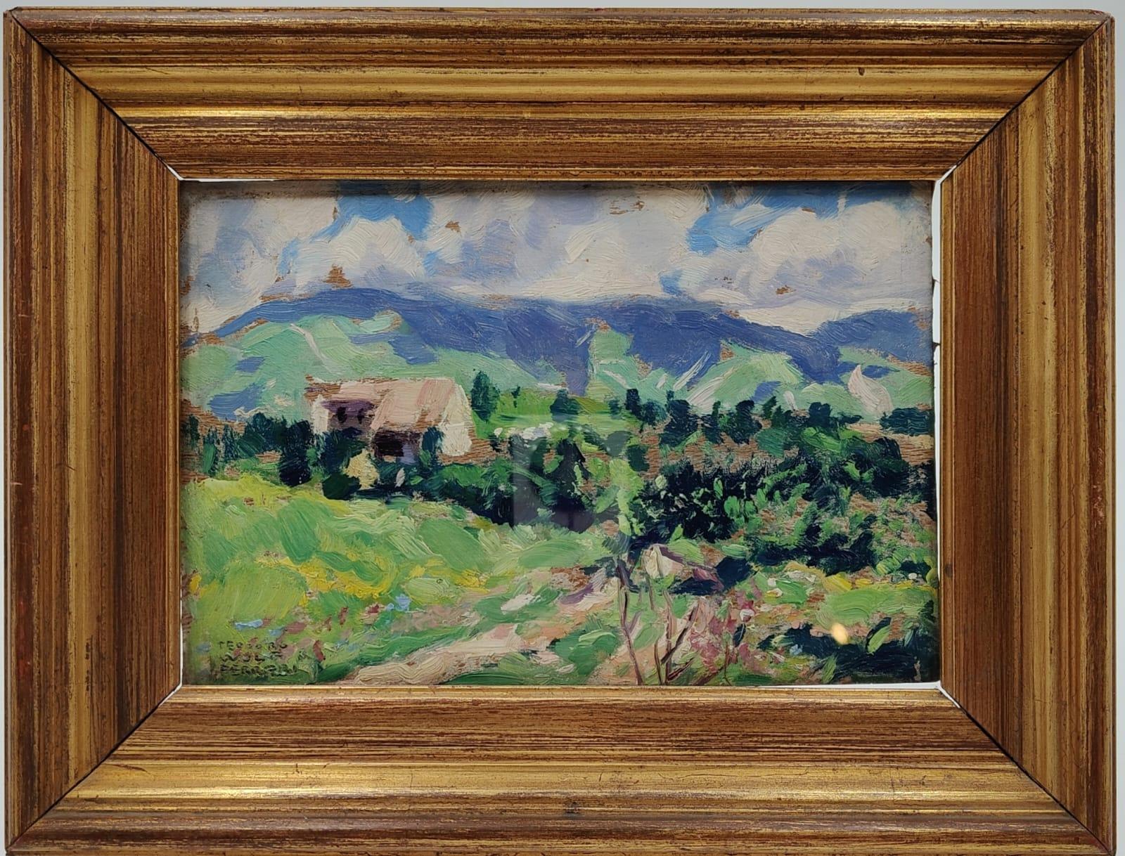 Óleo sobre tabla de Teodoro Wolf ferrari ejecutado en 1934, mide 23,5x16 cm.
El tema más investigado es el paisaje. Las atmósferas inmóviles y enrarecidas, acompañadas de juegos de dobles, caracterizadas por las pinceladas precisas y de amplio campo