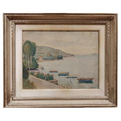 Olio su tavola, "Veduta di Pai, Lago di Garda" di Guido Farina, 1947 Italia