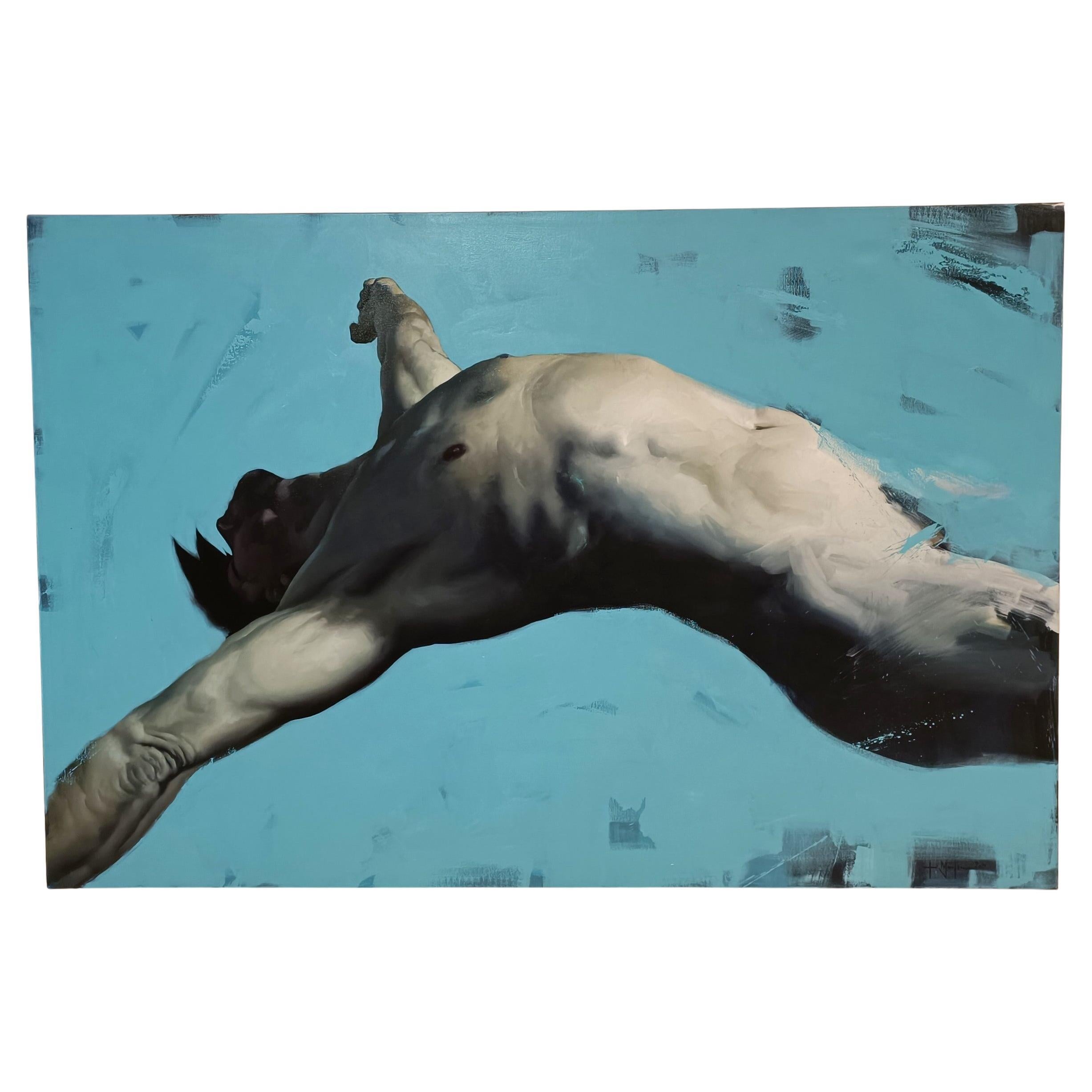 Olio su tela "Nude man" Filippo Manfroni iperealismo Context Art Miami