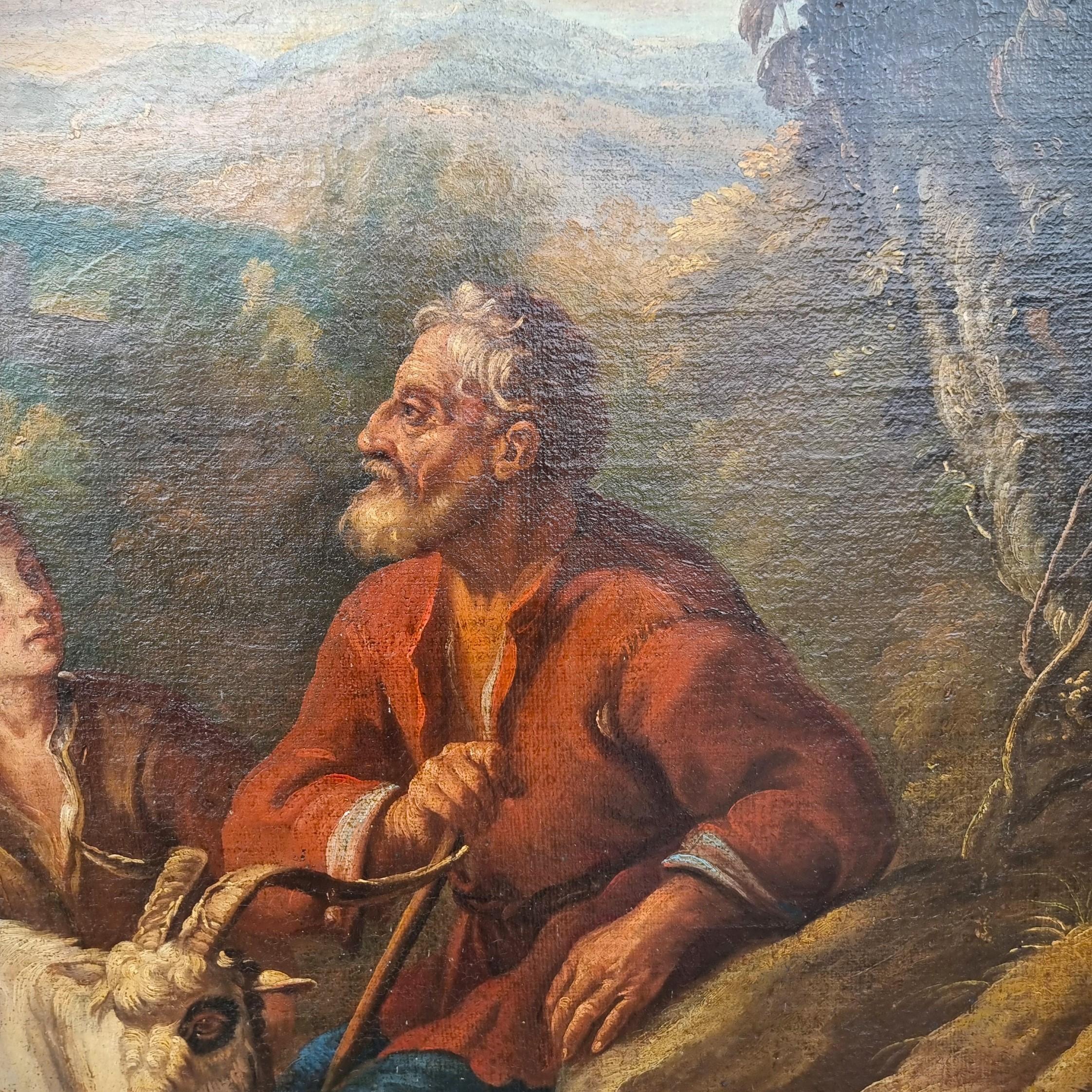 Öl auf Leinwand Ende des 17. Jahrhunderts Flucht aus Ägypten von Philipp Peter Roos 1657-1706 im Angebot 3