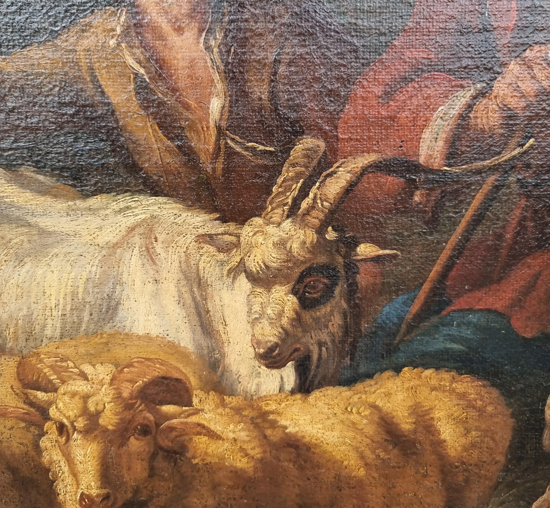 Öl auf Leinwand Ende des 17. Jahrhunderts Flucht aus Ägypten von Philipp Peter Roos 1657-1706 im Angebot 1