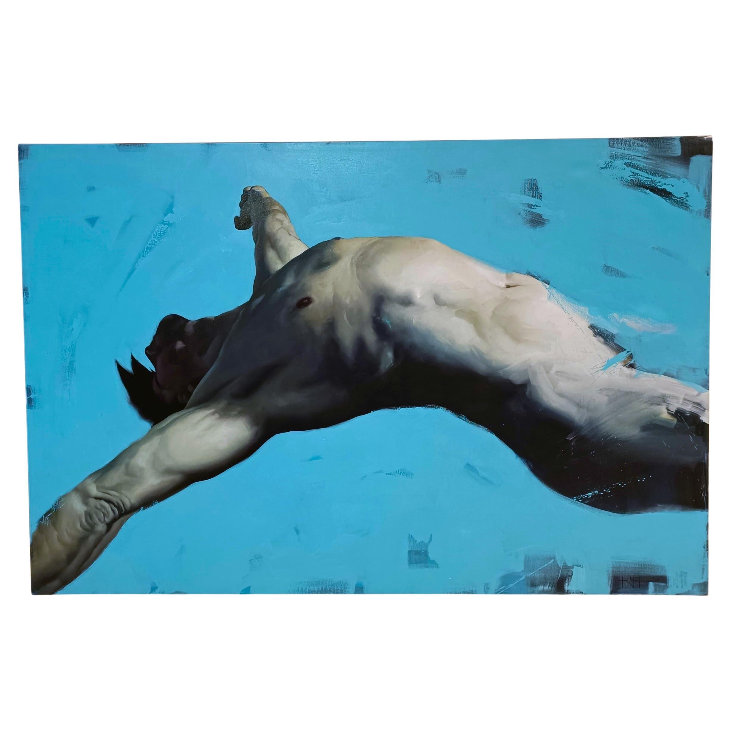 Öl auf Leinwand "Nackter Mann" Filippo Manfroni Hyperealismus Kontext Art Miami