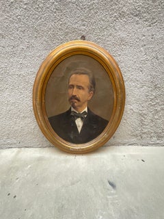 Oil on canvas depicting gentleman - gold leaf wood frame - ITALY 1910.