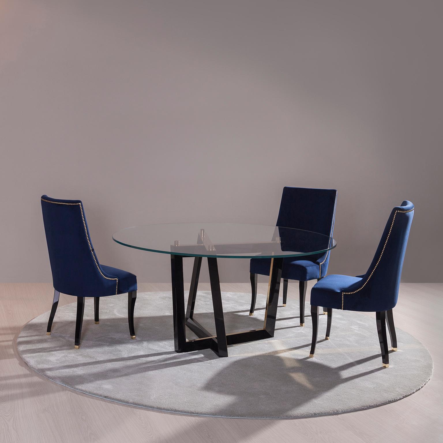 6 seater round glass dining table