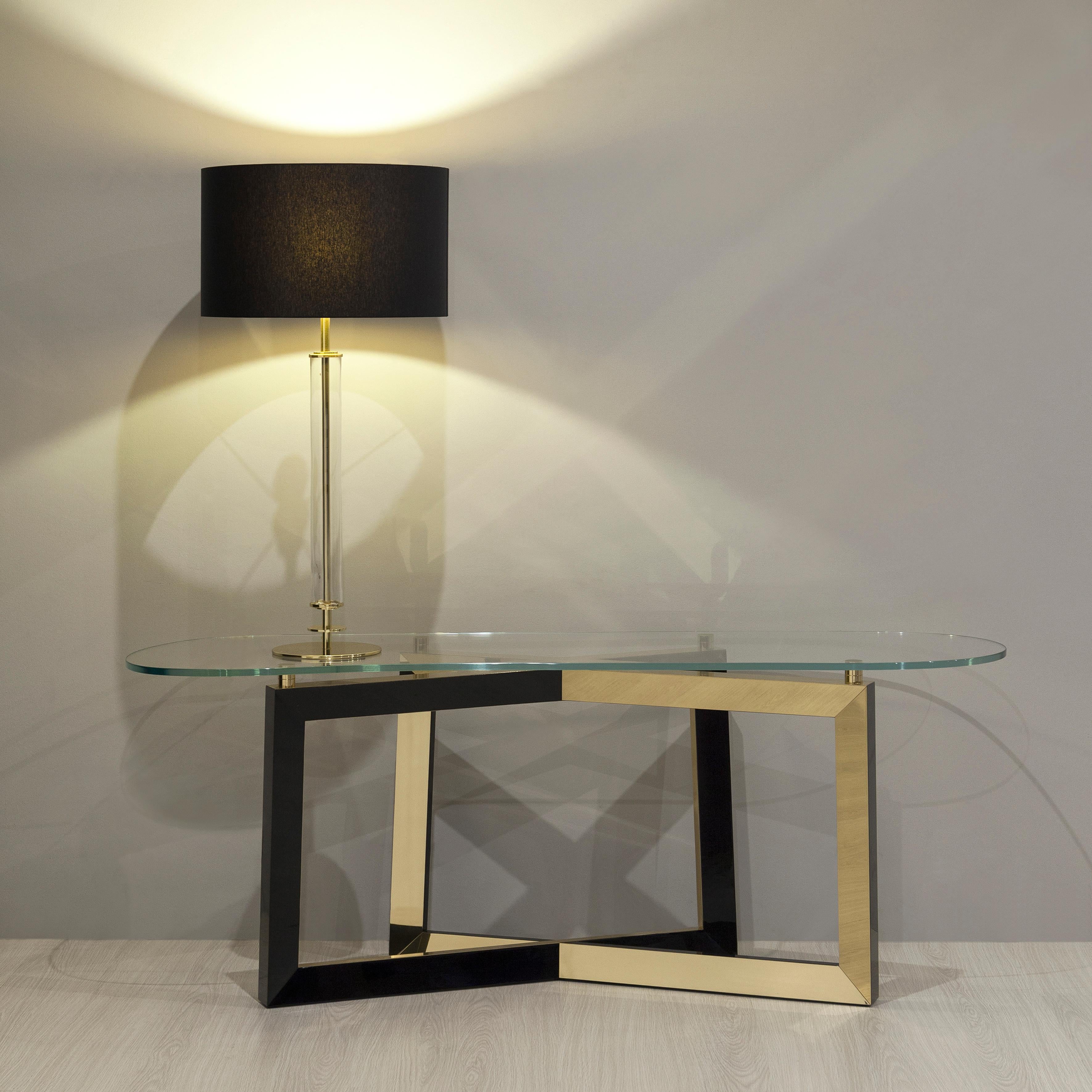 Moderne Console moderne Olisippo, verre et laiton, fabriquée à la main au Portugal par Greenapple en vente