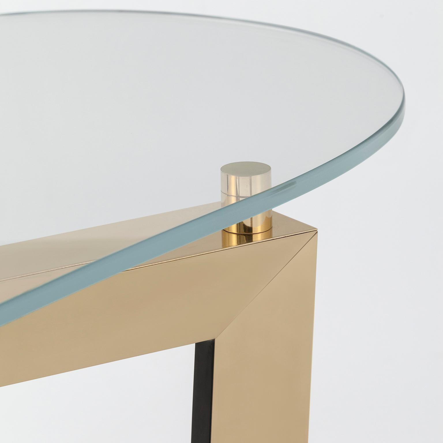 Portuguese Modern Olisippo Console Table, Brass Glass, Handmade in Portugal by Greenapple For Sale