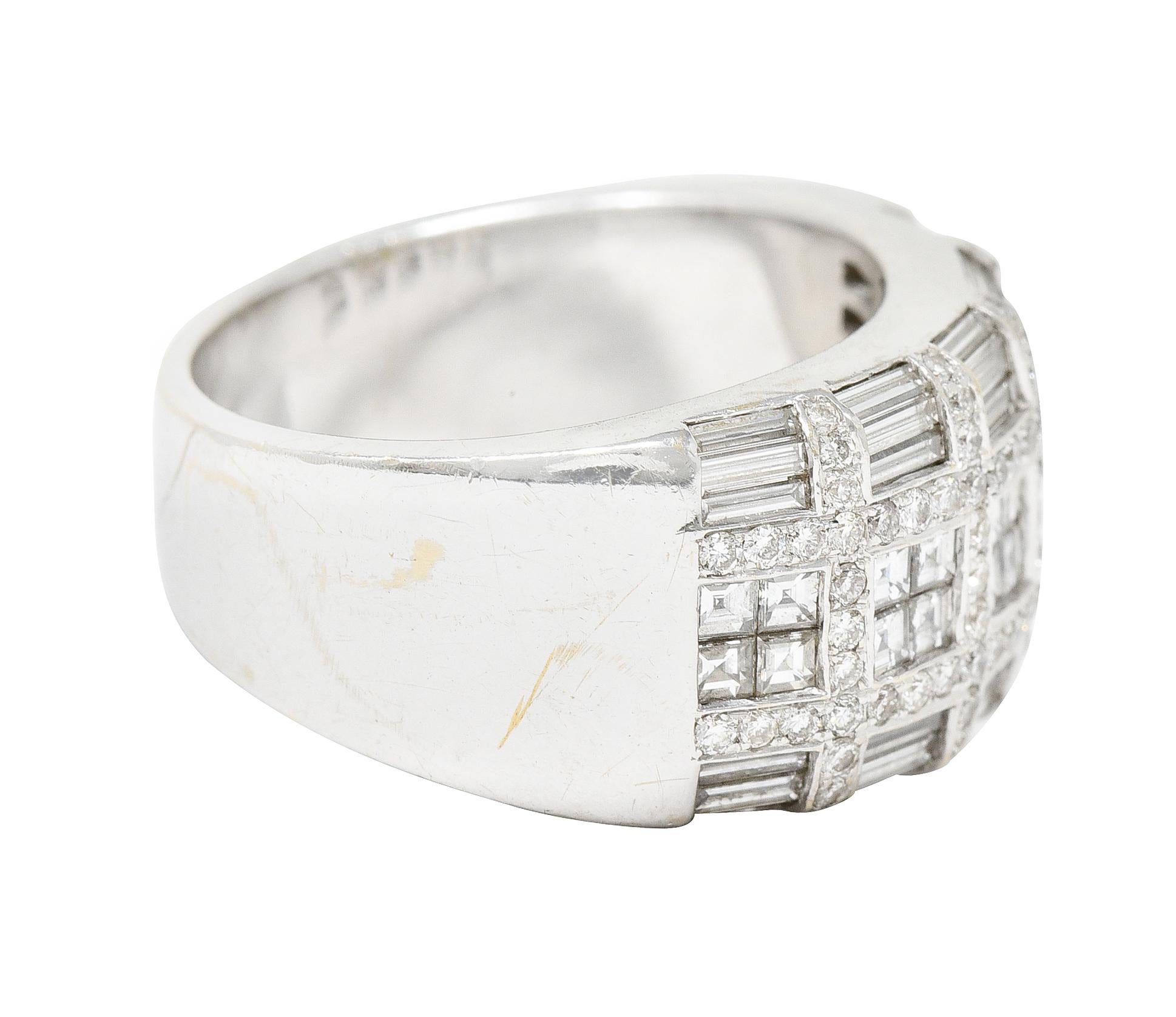 Contemporary Oliva 1.80 Carats Diamond 18 Karat White Gold Mystery Set Unisex Band Ring