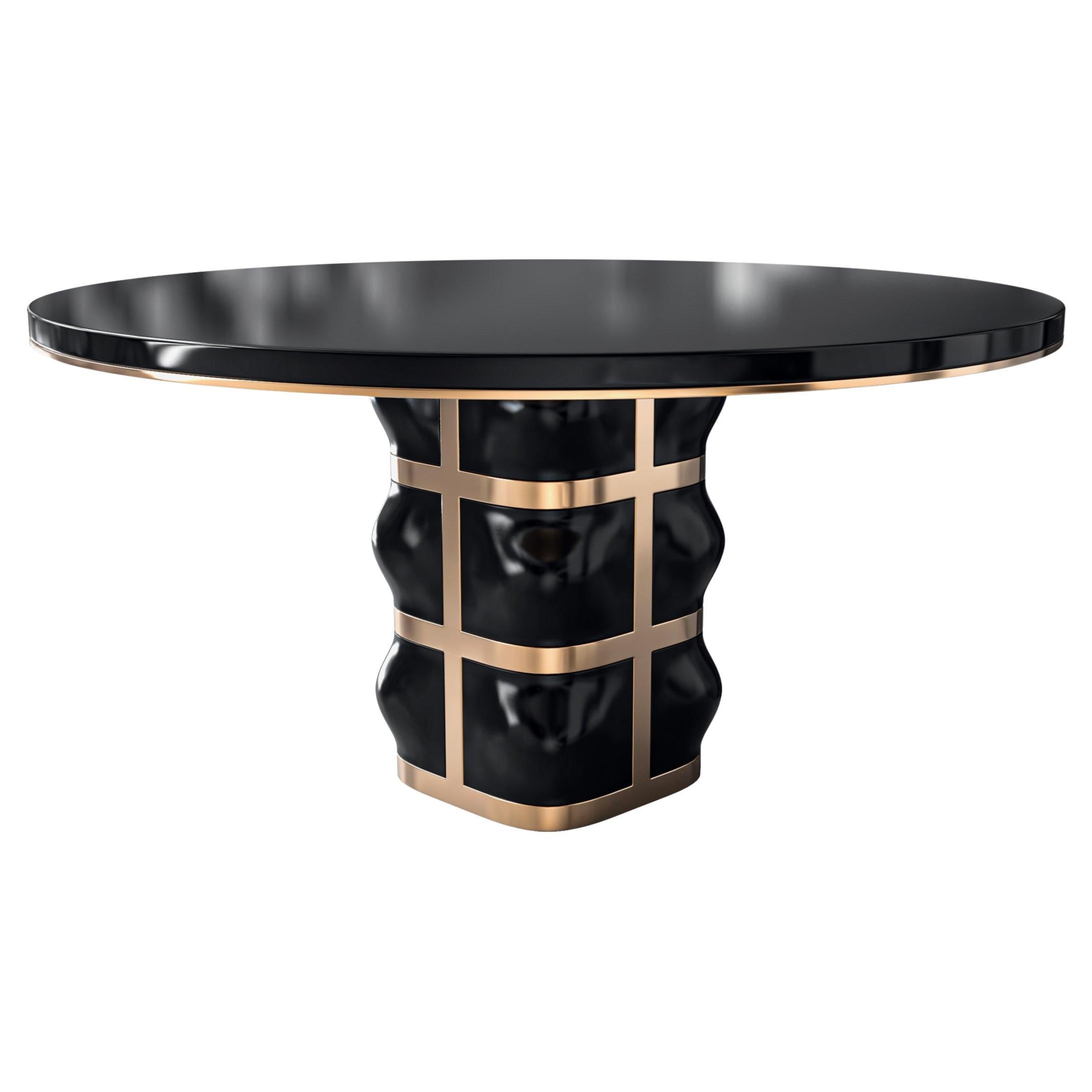 Tavolo rotondo "Oliva" con dettagli in acciaio inossidabile e bronzo, fatto a mano, Istanbul in vendita