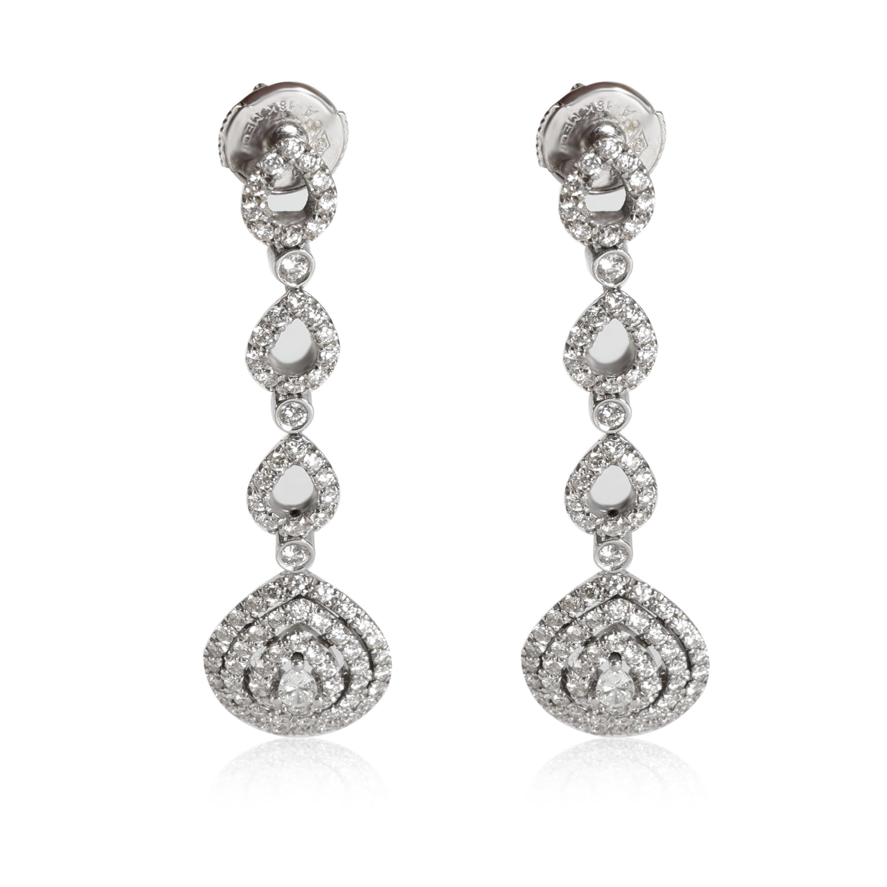 Oliva Triple Halo Pear Shape Drop Ears in 18K White Gold 1.89 Ctw Pour femmes en vente