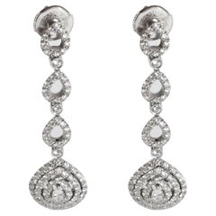 Oliva - Orecchini a goccia a forma di pera con triplo alone in oro bianco 18 carati 1,89 Ctw