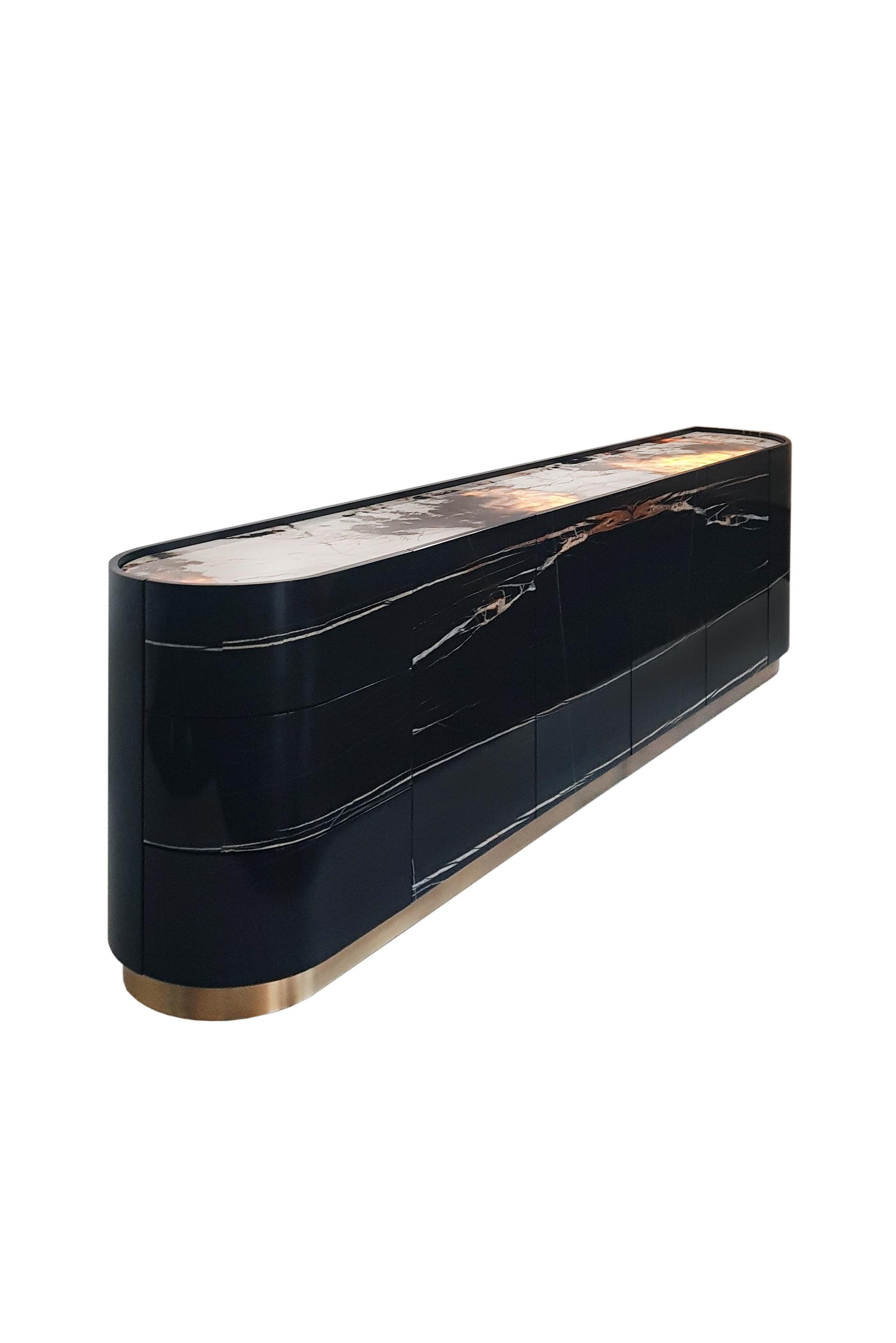 Hand-Crafted Modern Sahara Cocktail Cabinet, Noir Marble, Handmade in Portugal by Greenapple For Sale