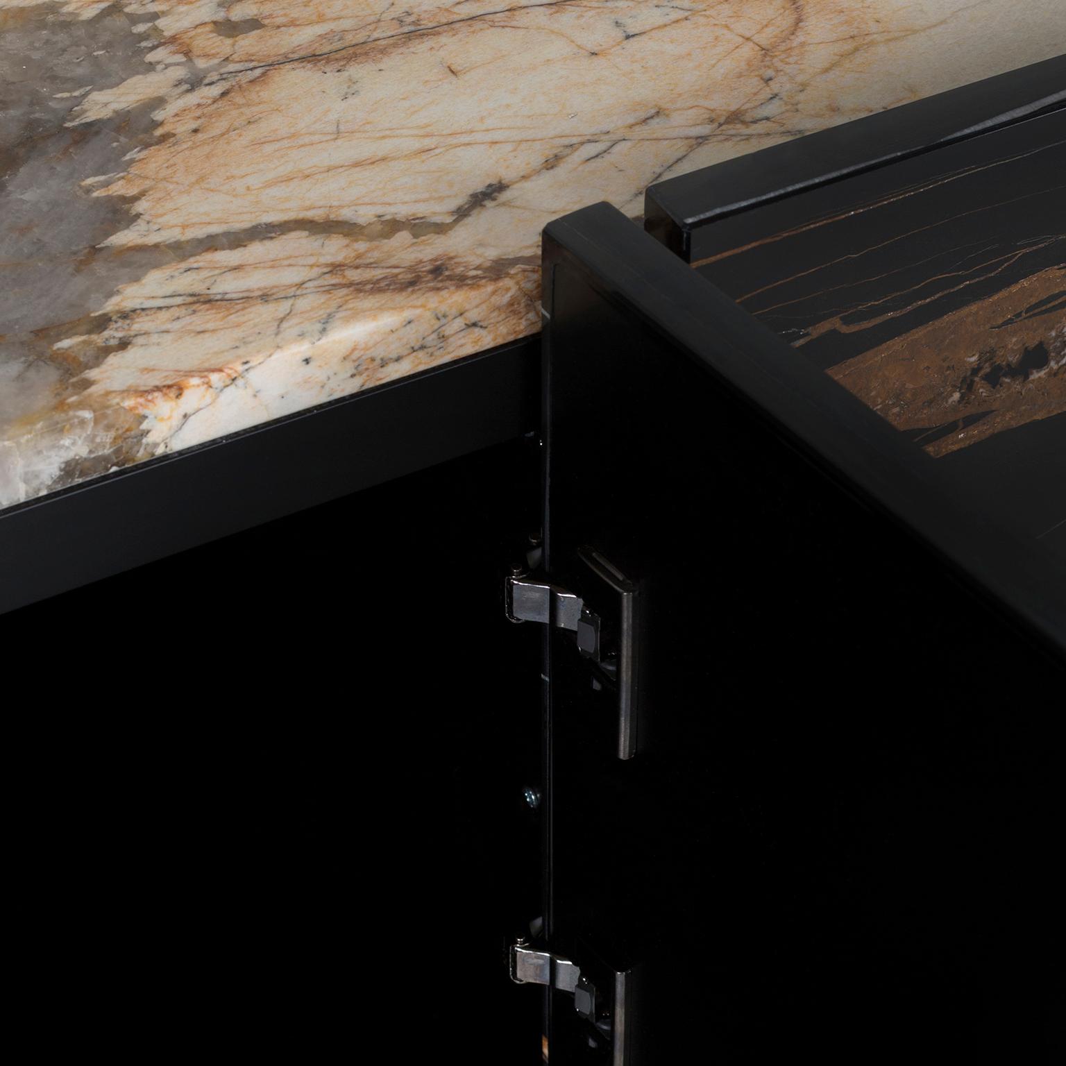 Wood Modern Sahara Cocktail Cabinet, Noir Marble, Handmade in Portugal by Greenapple For Sale