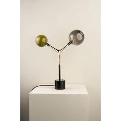 Mácula Olive and Smoke Blown Glass Bronze Table Lamp by Isabel Moncada