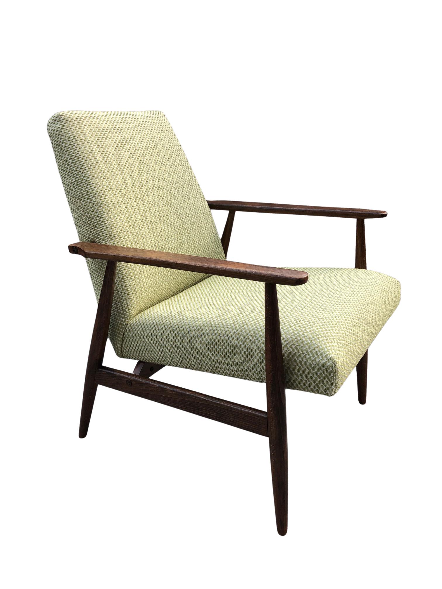 Mid-Century Modern Olive Armchair by Henryk Lis, Europe, 1960s For Sale