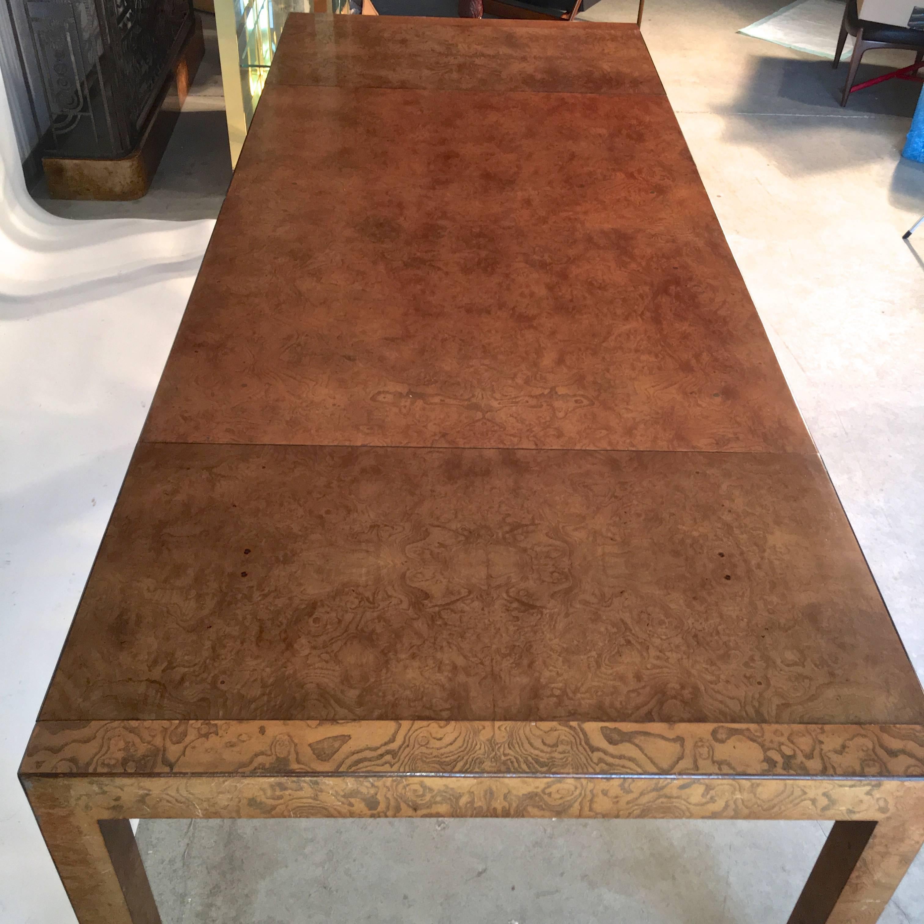 Late 20th Century Olive Ash Burl Parsons Dining Table by John Widdicomb
