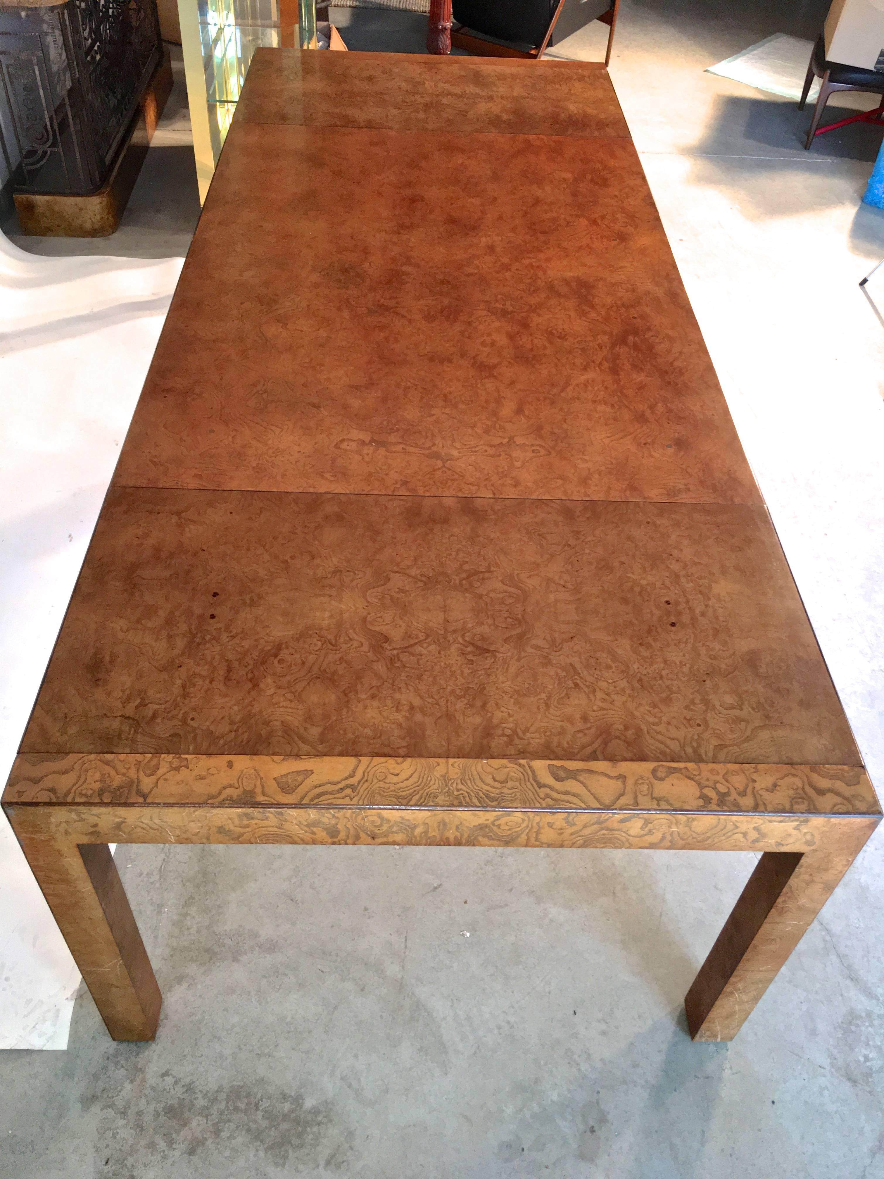 Olive Ash Burl Parsons Dining Table by John Widdicomb 1