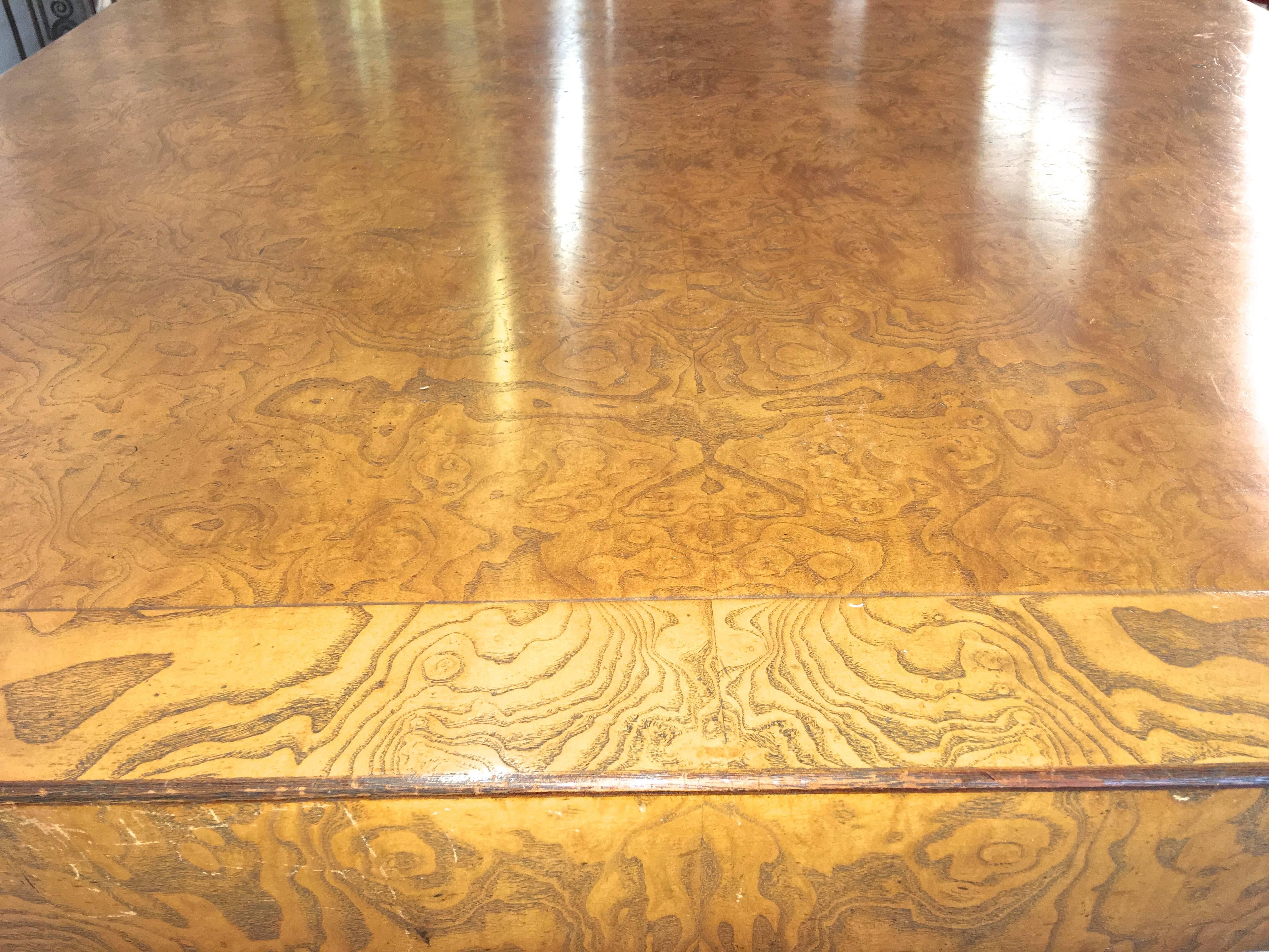 American Olive Ash Burl Parsons Dining Table by John Widdicomb