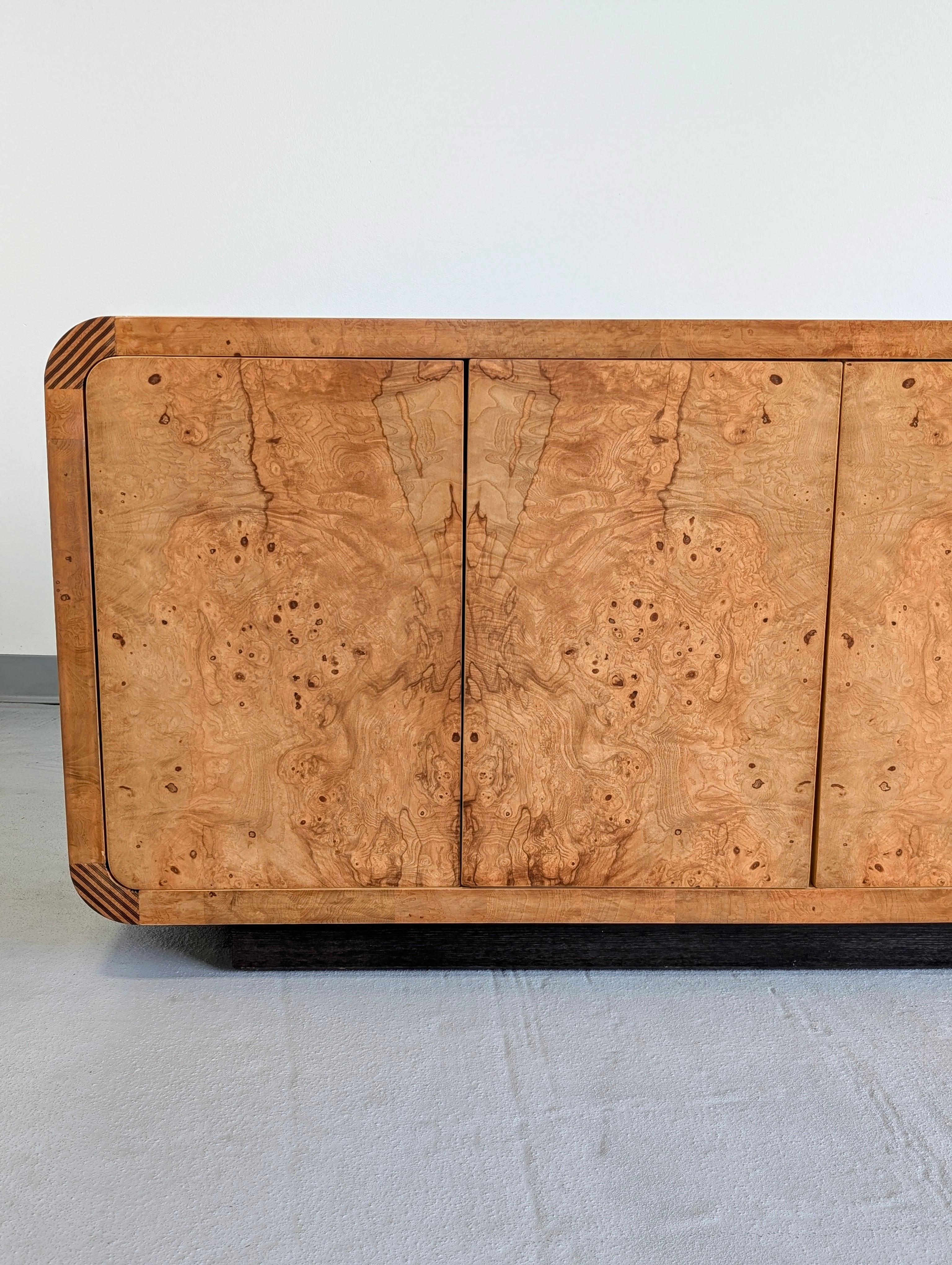 American Olive Ash Burlwood Credenza by Henredon, Scene Two