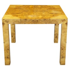 Olive Ash Burlwood Mid-Century Modern Parsons Style Breakfast Dining Card Table