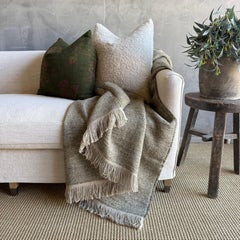 Olive Belgian Linen and Cotton Throw
