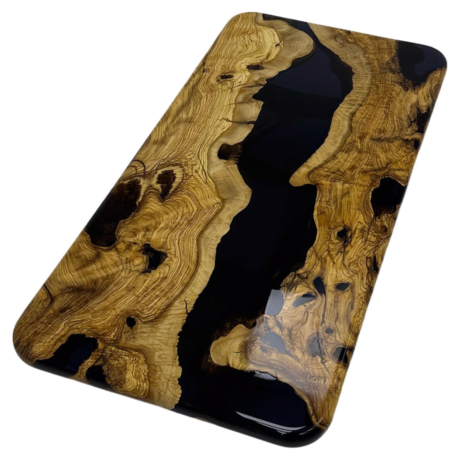 Olive Black Resin River Coffee Table For Sale