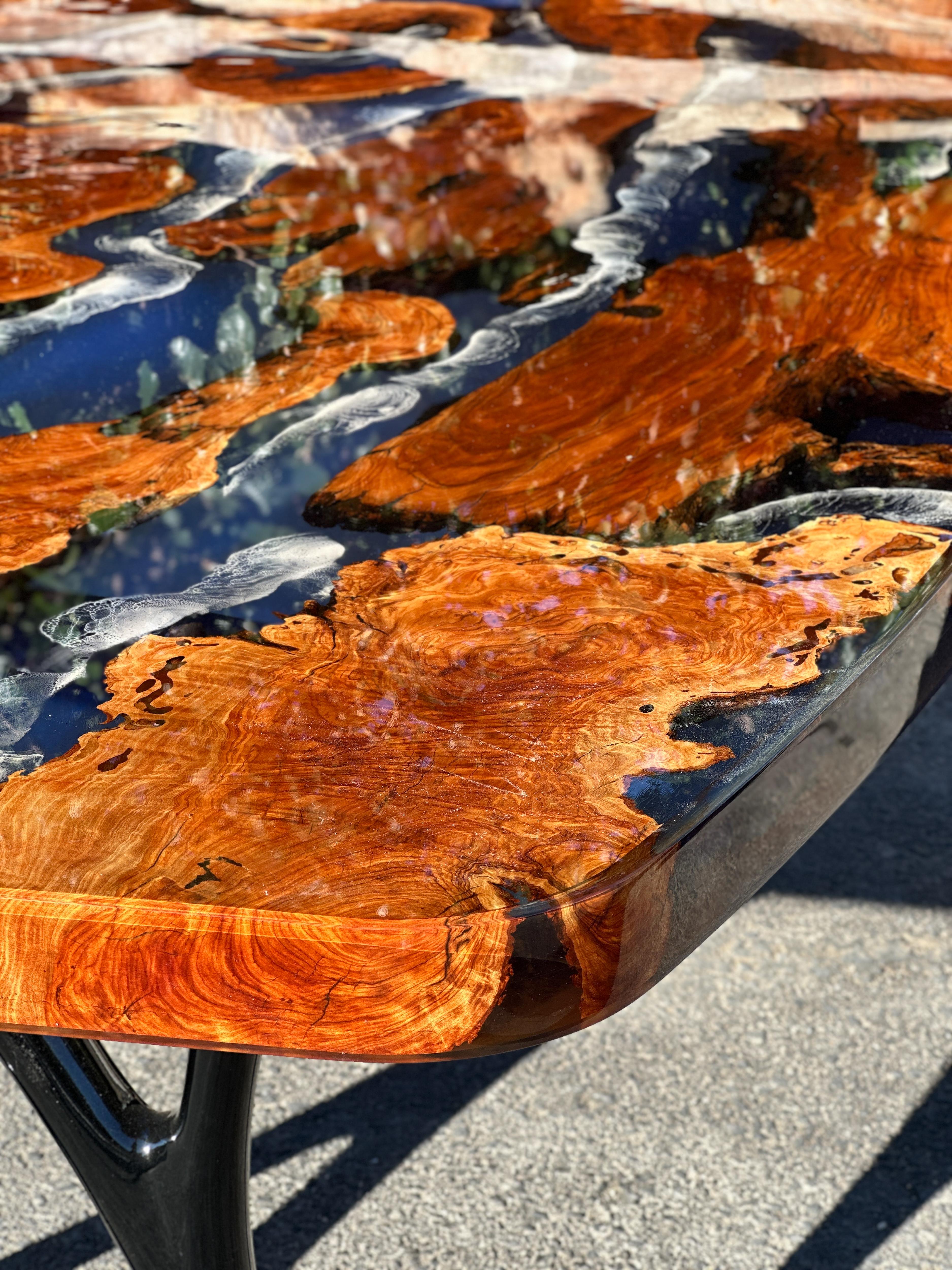 Grande table de salle à manger pour 8 personnes - Grande table ovale Olive Epoxy en vente 7