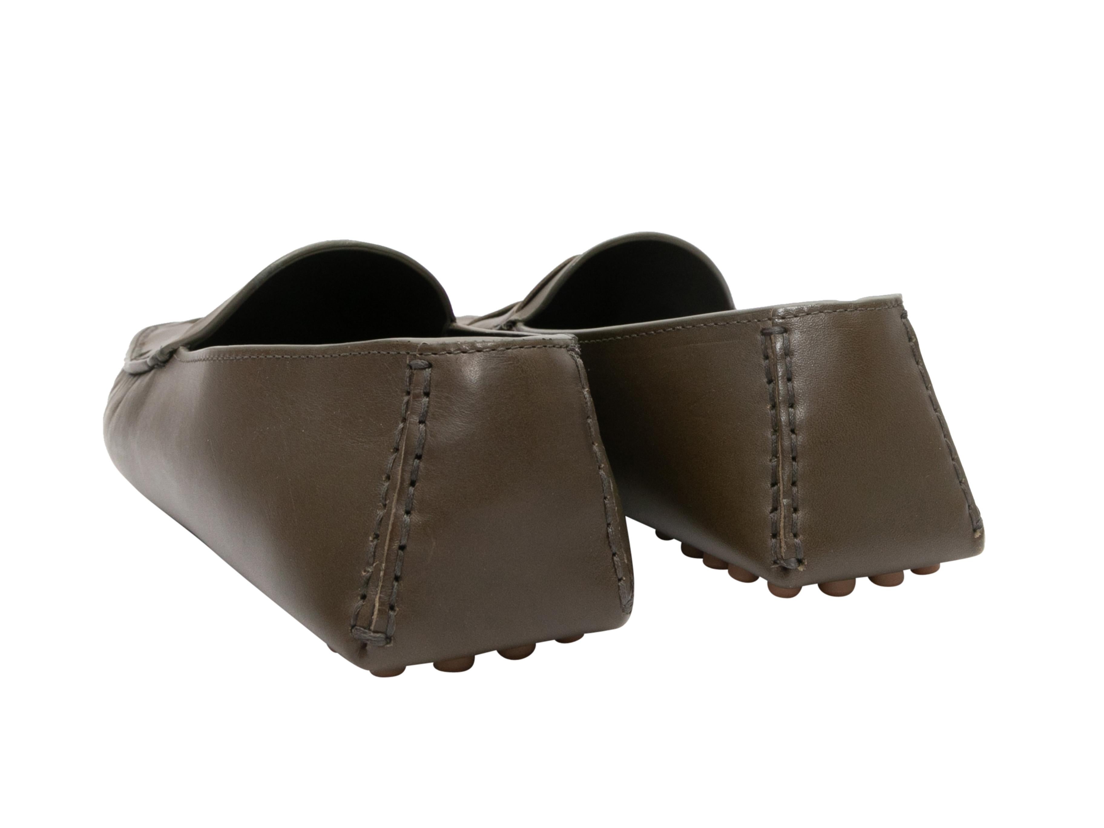 Olive Bottega Veneta Intrecciato Driving Loafers In Excellent Condition In New York, NY