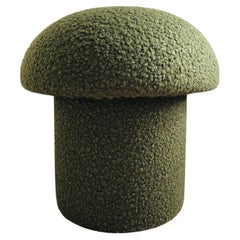 Olive Boucle Mushroom Ottoman