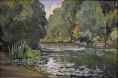 "LILY PADS" DATED 1912.  SAN ANTONIO RIVER. OLIVE BRACK (1890-1957)
