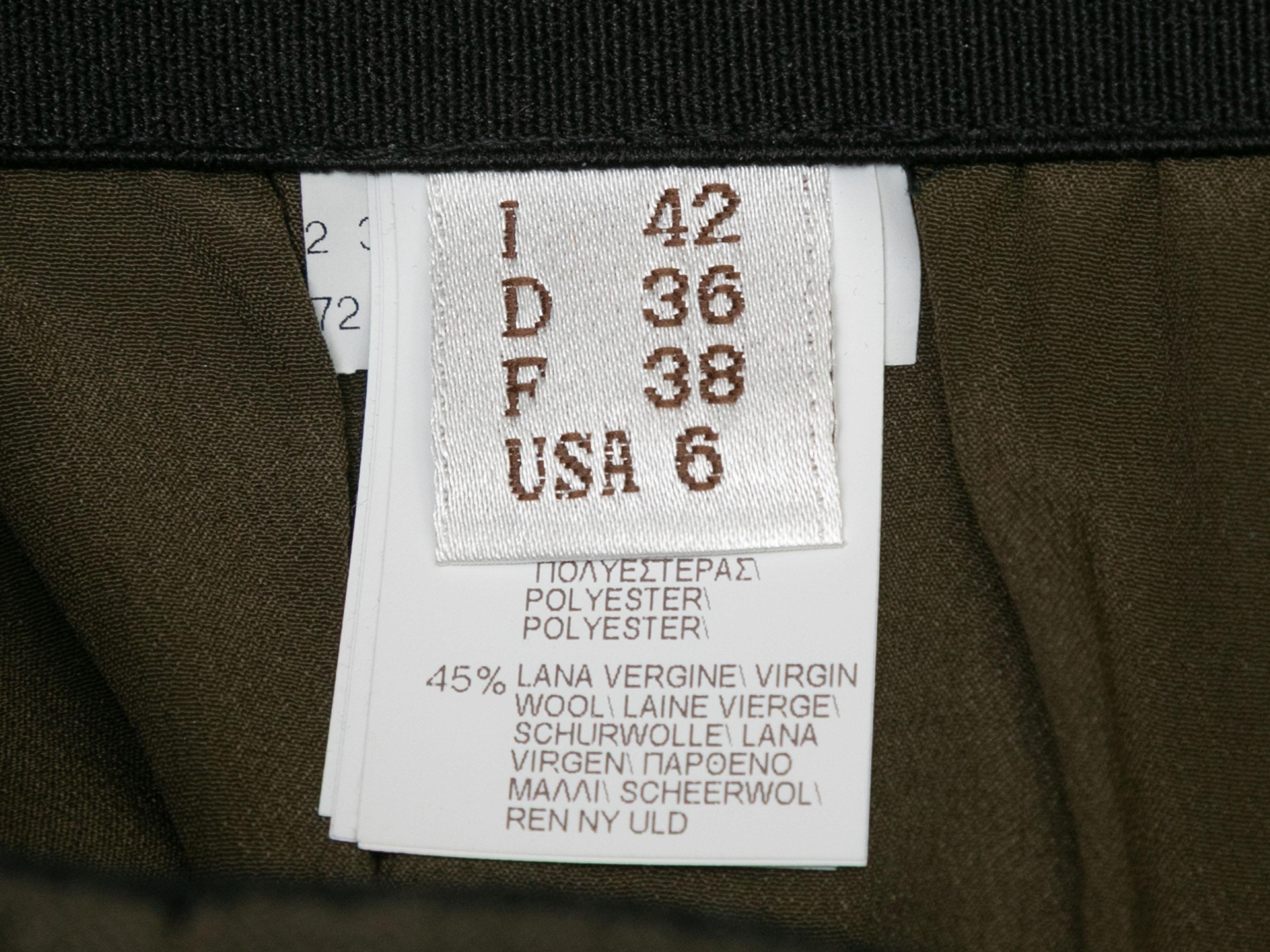 Women's Olive & Brown Brunello Cucinelli Virgin Wool-Blend Pleated Skirt Size IT 42 For Sale