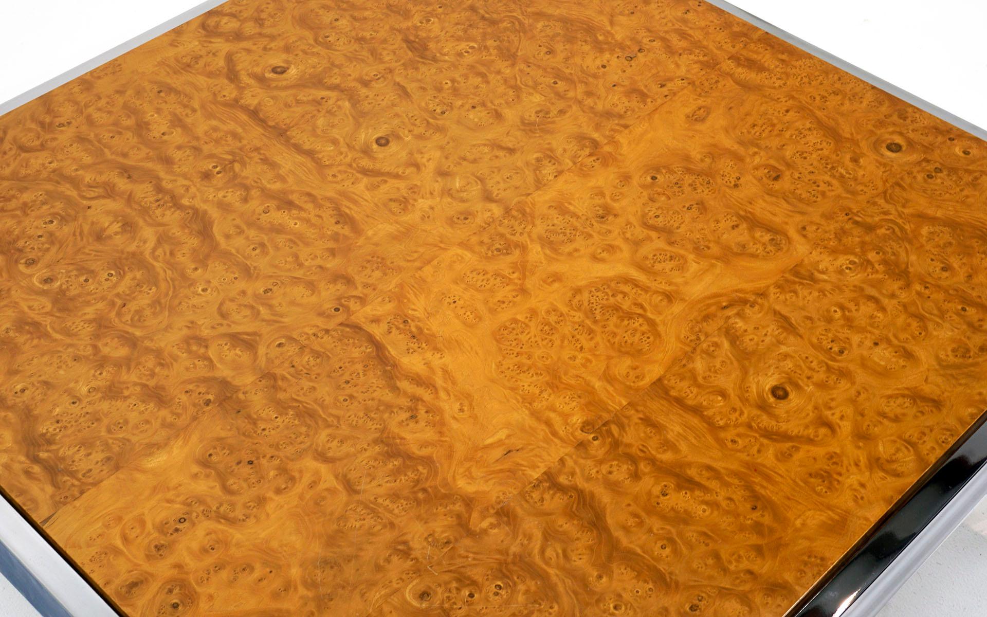 Olive Burl and Chrome Coffee Table for Thayer Coggin, 1970s In Good Condition For Sale In Kansas City, MO