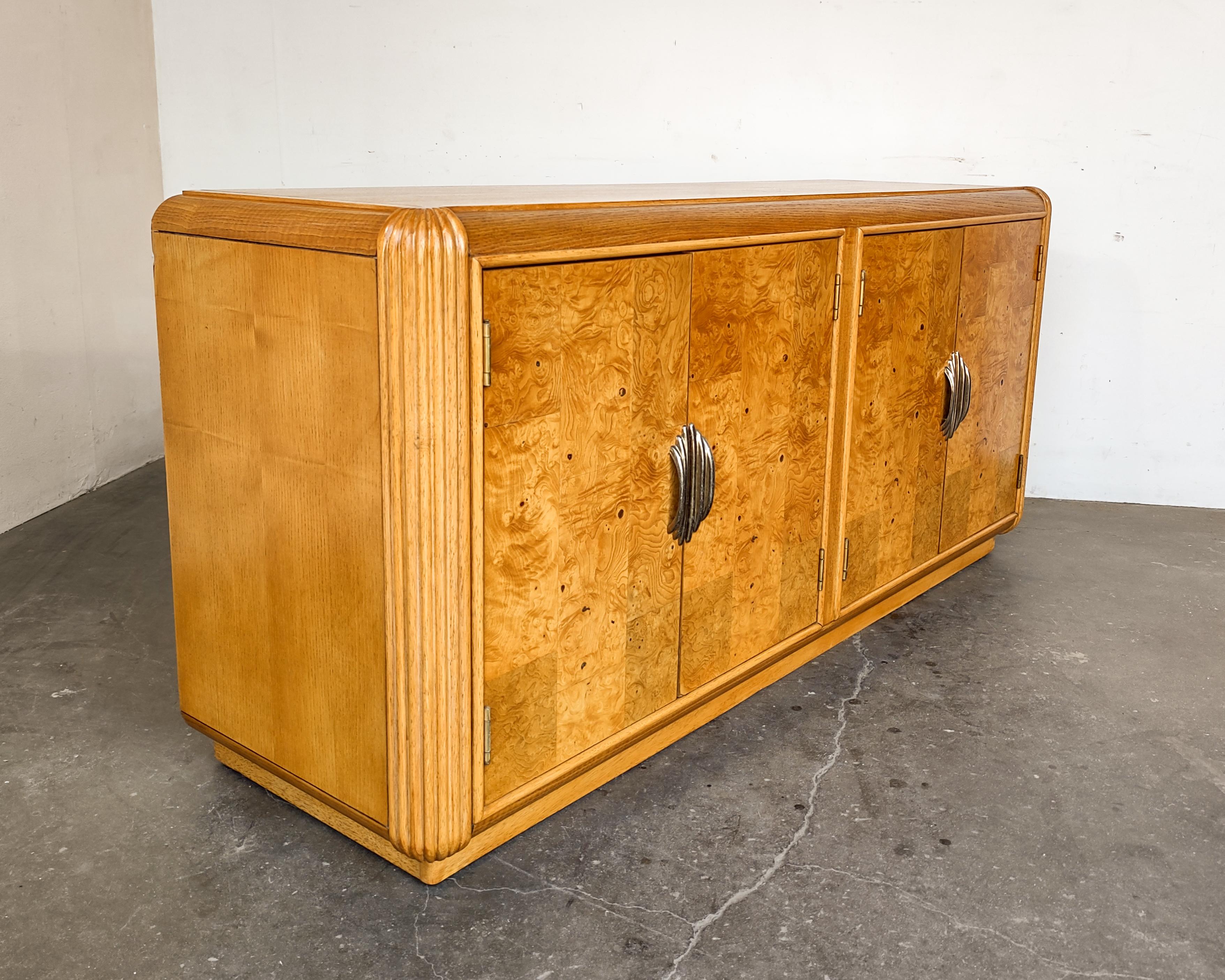 Olive Burl Cabinet Credenza with Brass Hardware 2