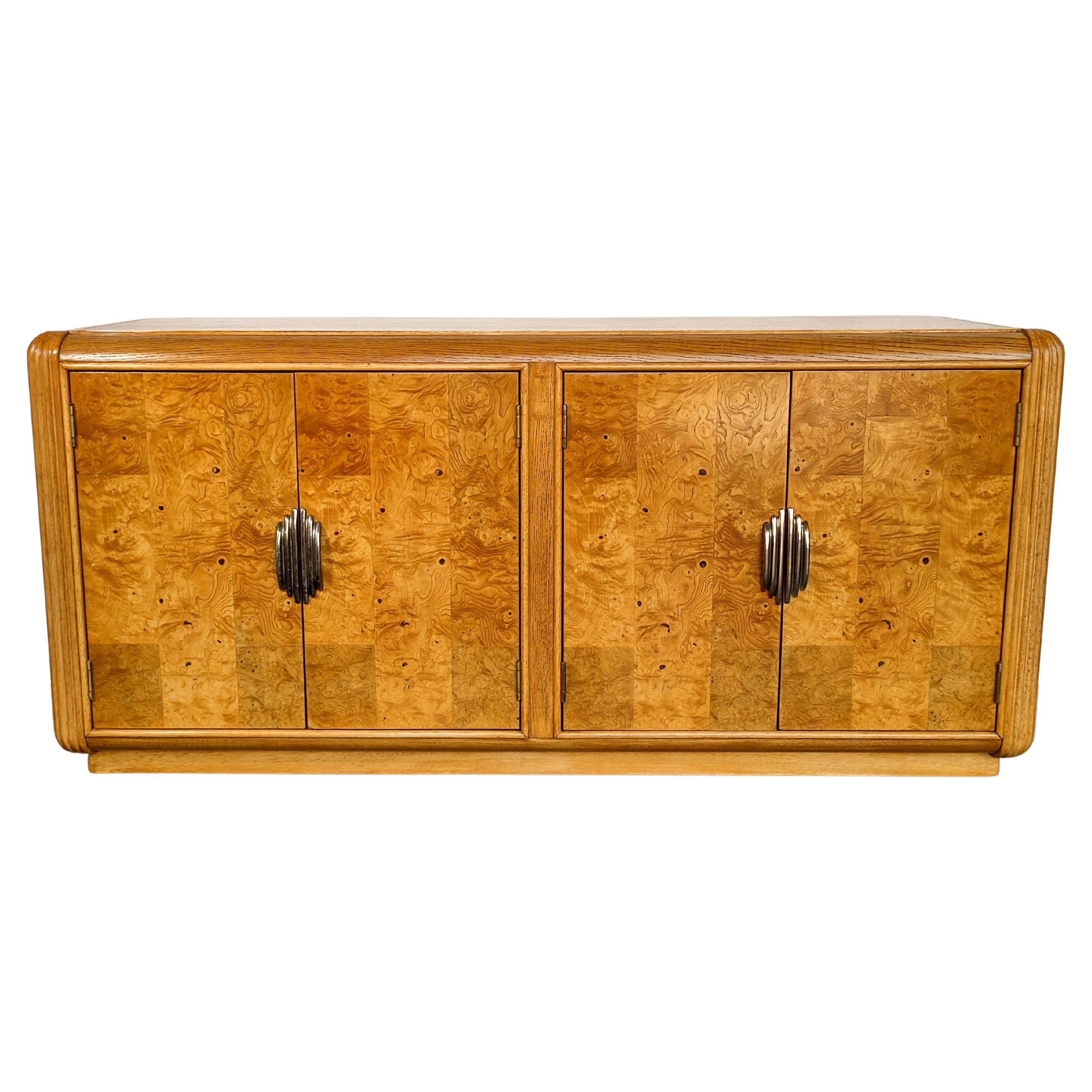 Asian Chinoiserie Brass Mounted Low Chest Buffet Bar Chest