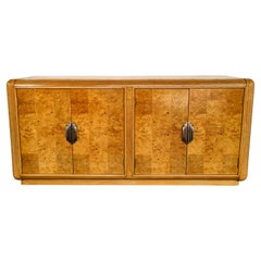 Olive Burl Cabinet Credenza with Brass Hardware