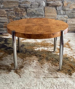 Olive burl extension dining table - round to oval - Milo Baughman, Pace style