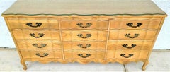 Olive Burl French Louis XV Glass Top Dresser