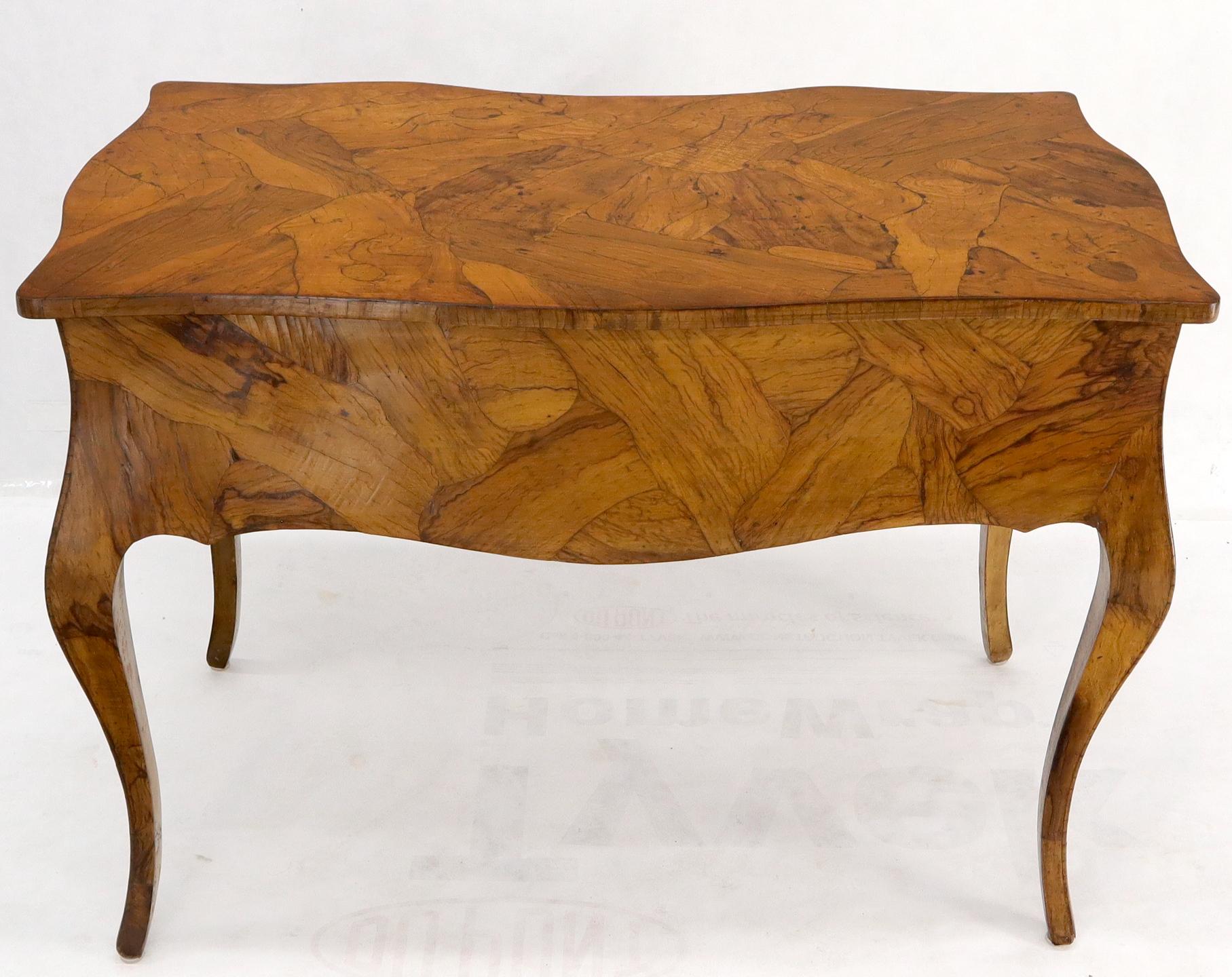 Olive Burl Wood Heavy Patches Veneer Italian Bombay Shape Desk Writing Table 5