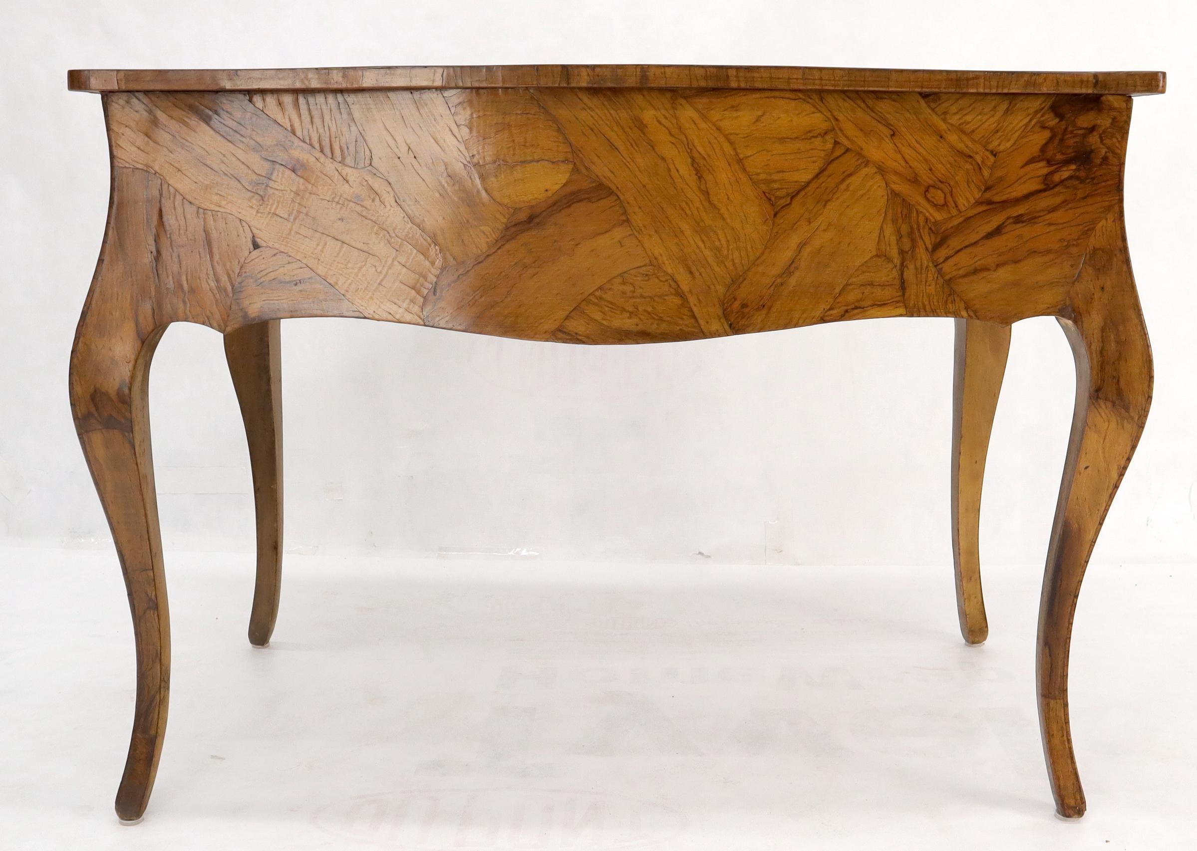 Olive Burl Wood Heavy Patches Veneer Italian Bombay Shape Desk Writing Table 6